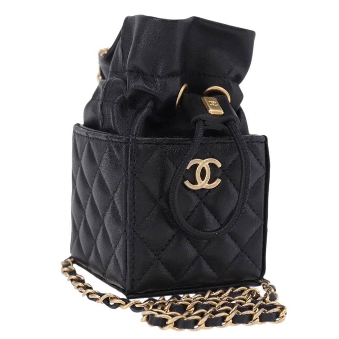 CHANEL MATELASSE CHAIN SHOULDER BAG LAMB SKIN BLACK: CHANEL Matelasse Chain Shoulder Bag Lamb Skin Black Brand: CHANEL Type/Style: Shoulder Bag Material: Lamb Skin Color: Black/Gold Tone Size: W2.4 x H2.4 x D2.4inch(Approx) Accessories: None