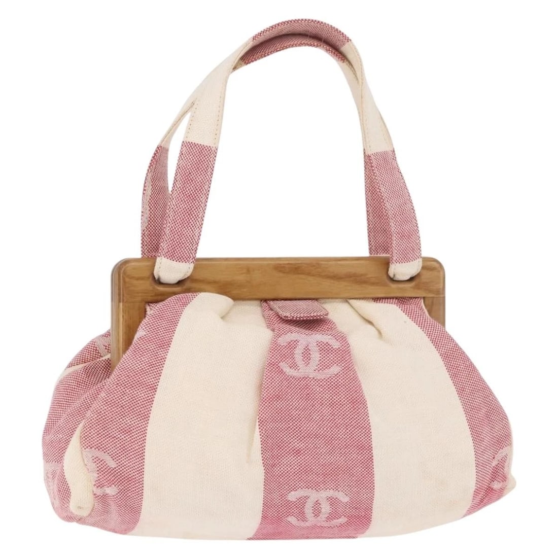 CHANEL HAND BAG CANVAS PINK GOLD: CHANEL Hand Bag Canvas Pink Gold Brand: CHANEL Type/Style: Hand Bag Material: Canvas Color: Pink/Gold Size: W11.0 x H6.3 x D3.9inch(Approx) Accessories: None Accessories Notice: When purch
