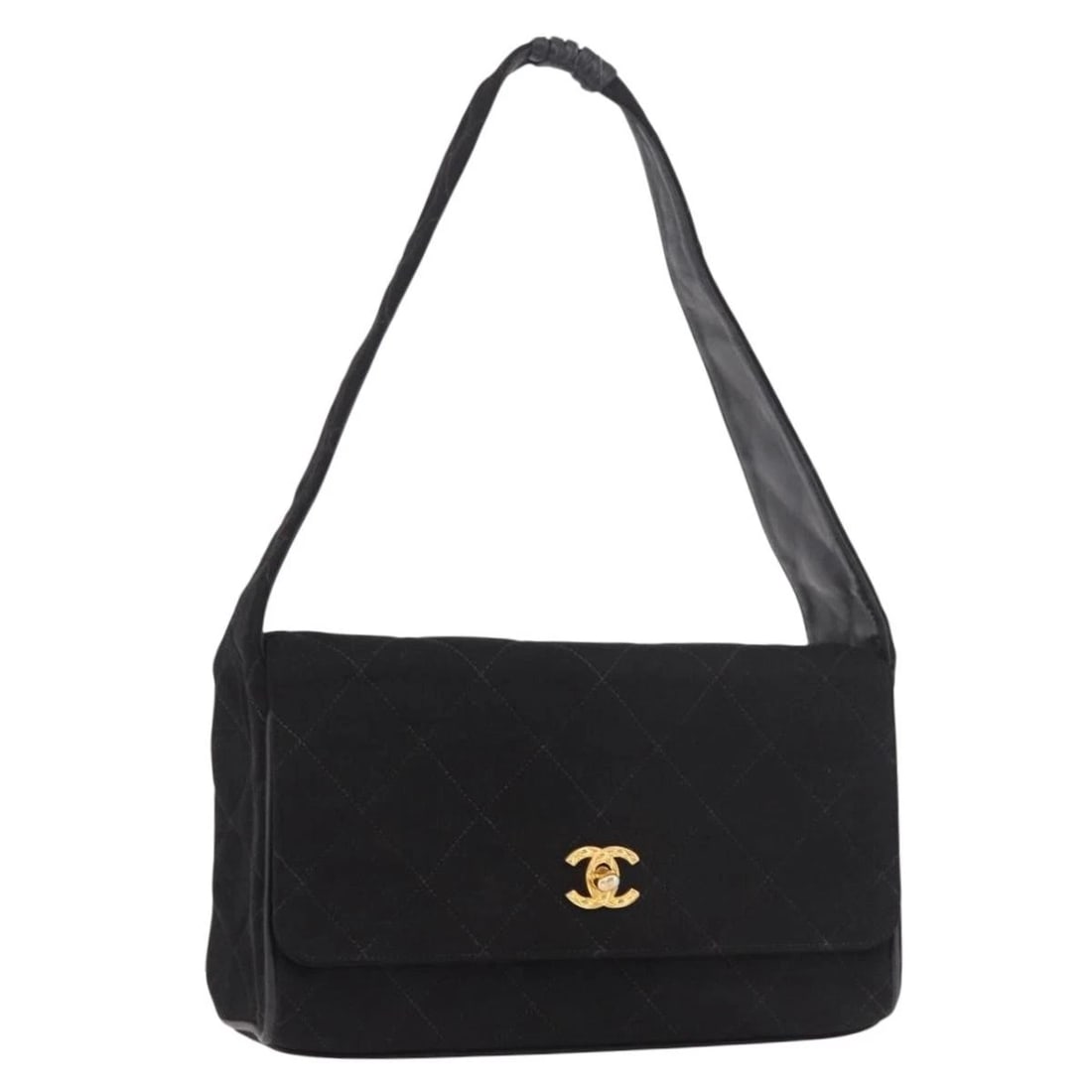 CHANEL MATELASSE SHOULDER BAG COTTON BLACK: CHANEL Matelasse Shoulder Bag Cotton Black Brand: CHANEL Type/Style: Shoulder Bag Material: Cotton Color: Black/Gold Size: W9.8 x H5.5 x D3.1inch(Approx) Accessories: None Accessories Noti