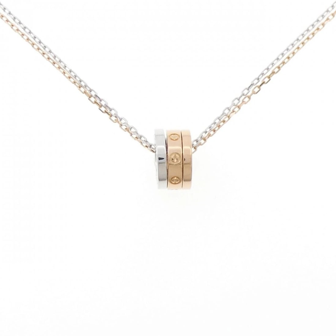 CARTIER LOVE NECKLACE: Cartier Love Necklace Brand: CARTIER Type/Style: Cartier Necklace Material: 750 pink gold/750 white gold, Main Stone Natural Color: PG,WG Size: length 38 . 41 CM Actual Size Pendant length approx. x w