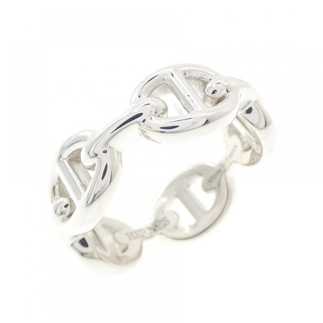 HERMES CHAINE D'ANCRE ENCHAINE RING: Hermes Chaine d'Ancre Enchaine Ring Brand: HERMES Type/Style: Hermes Ring Material: 925Silver, Color: Silver Size: US5(50) Accessories: None Accessories Notice: When purchasing pre-owned goods,