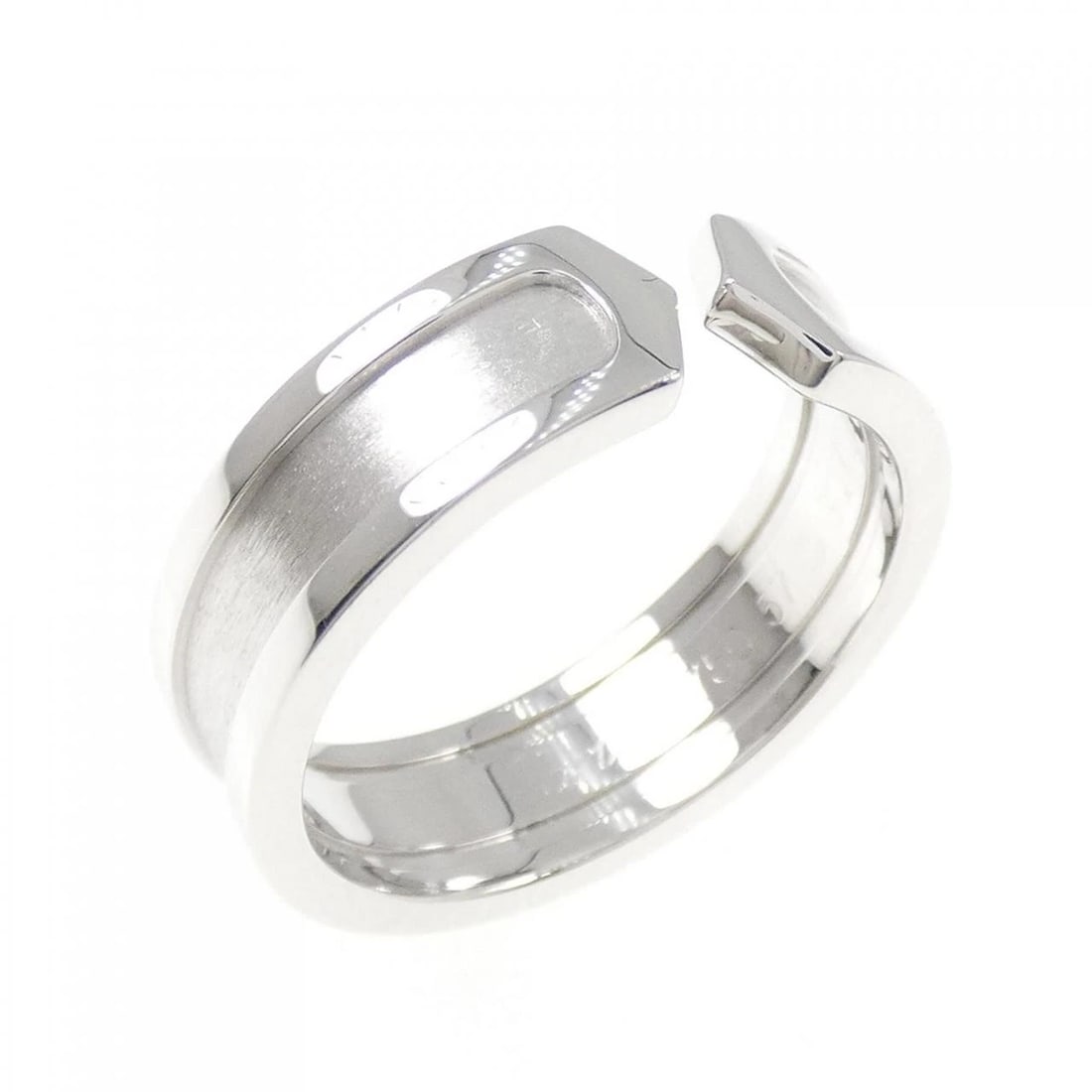 CARTIER C2 SMALL RING: Cartier C2 Small Ring Brand: CARTIER Type/Style: Cartier Ring Material: 750 white gold, Color: white gold Size: US8 1/4(57) Accessories: None Accessories Notice: When purchasing pre-owned goods,