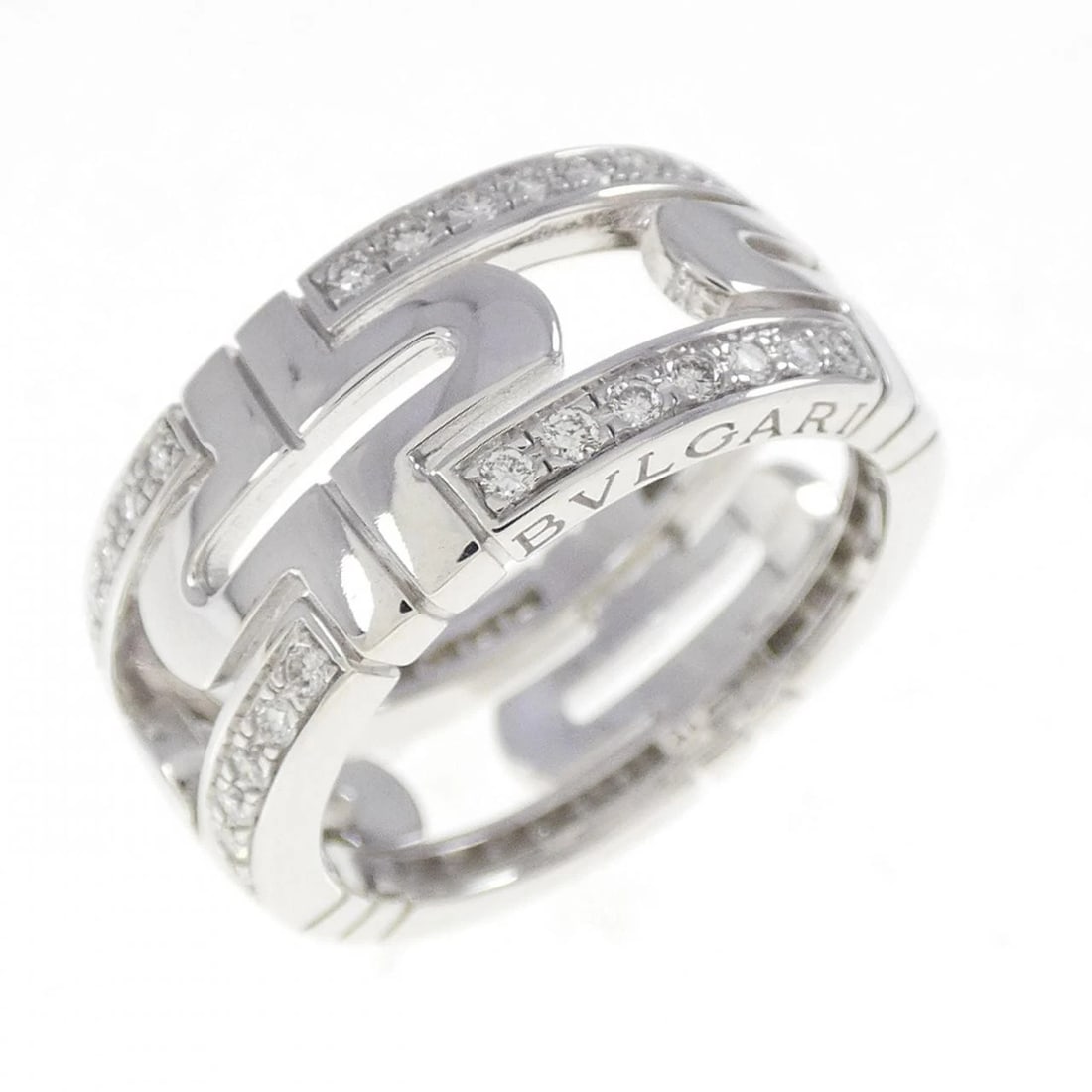 BVLGARI PARENTESI SMALL RING: Bvlgari Parentesi Small Ring Brand: BVLGARI Type/Style: Bulgari Ring Material: 750 white gold, Main Stone Natural Color: white gold Size: US4 1/2(48) Accessories: None Accessories Notice: When