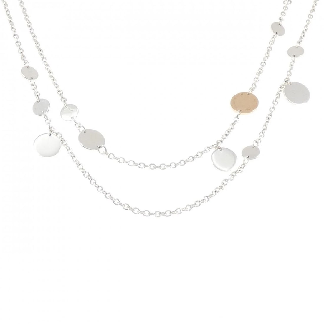HERMES CONFETTI NECKLACE: Hermes Confetti Necklace Brand: HERMES Type/Style: Hermes Necklace Material: 925Silver/750Pink Gold, Color: PG,Silver Size: Length81cmActual Size Max width: 13.8mm Chain maximum width approx.: 2.4mm