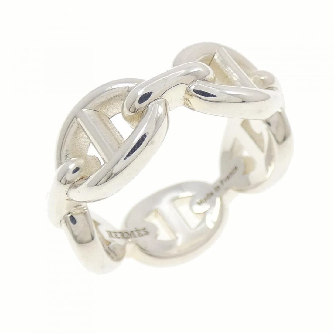 HERMES CHAINE D'ANCRE ENCHAINE RING: Hermes Chaine d'Ancre Enchaine Ring Brand: HERMES Type/Style: Hermes Ring Material: 925Silver, Color: Silver Size: US5(49) Accessories: None Accessories Notice: When purchasing pre-owned goods,