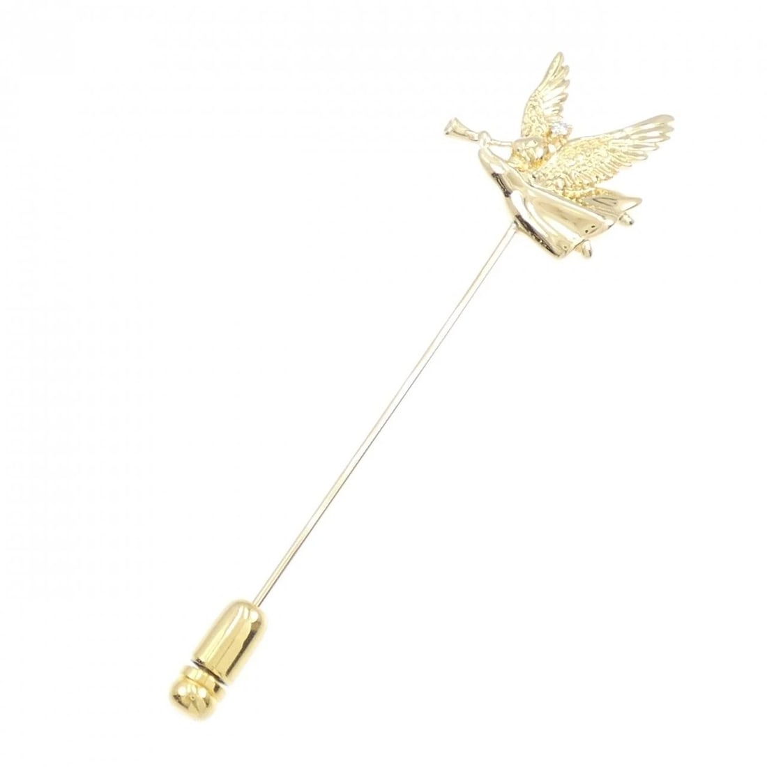 MIKIMOTO DIAMOND BROOCH: Mikimoto Diamond Brooch Brand: MIKIMOTO Type/Style: MIKIMOTO Pendant/Brooch Material: K18 yellow gold, Main Stone Natural Color: Yellow Gold Size: Actual Size Approx. height x width: 76.3mm x 21.0mm