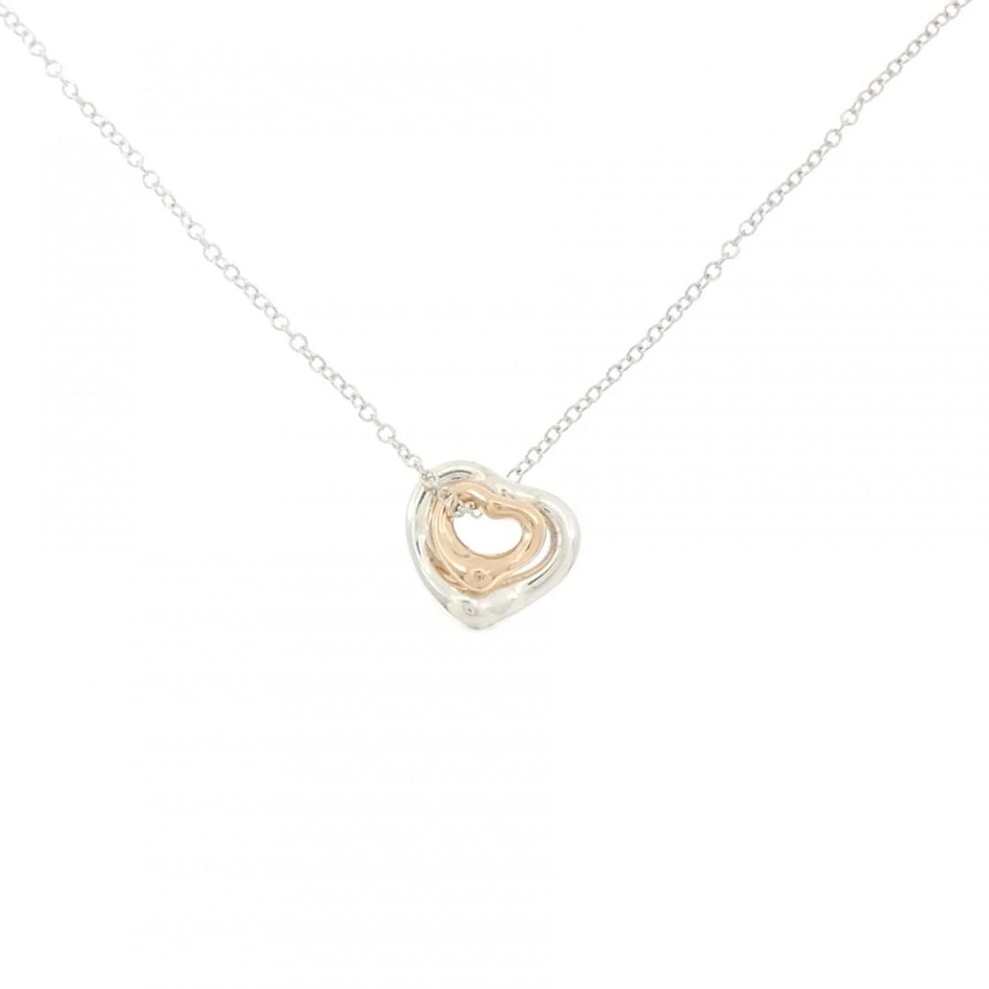 TIFFANY & CO. OPEN HEART EXTRA MINI NECKLACE: TIFFANY & Co. Open Heart Extra Mini Necklace Brand: TIFFANY&Co. Type/Style: TIFFANY&Co. Necklace Material: 925Silver/750Pink Gold, Color: PG,SILVER Size: length41cmActual Size Pendant length approx.