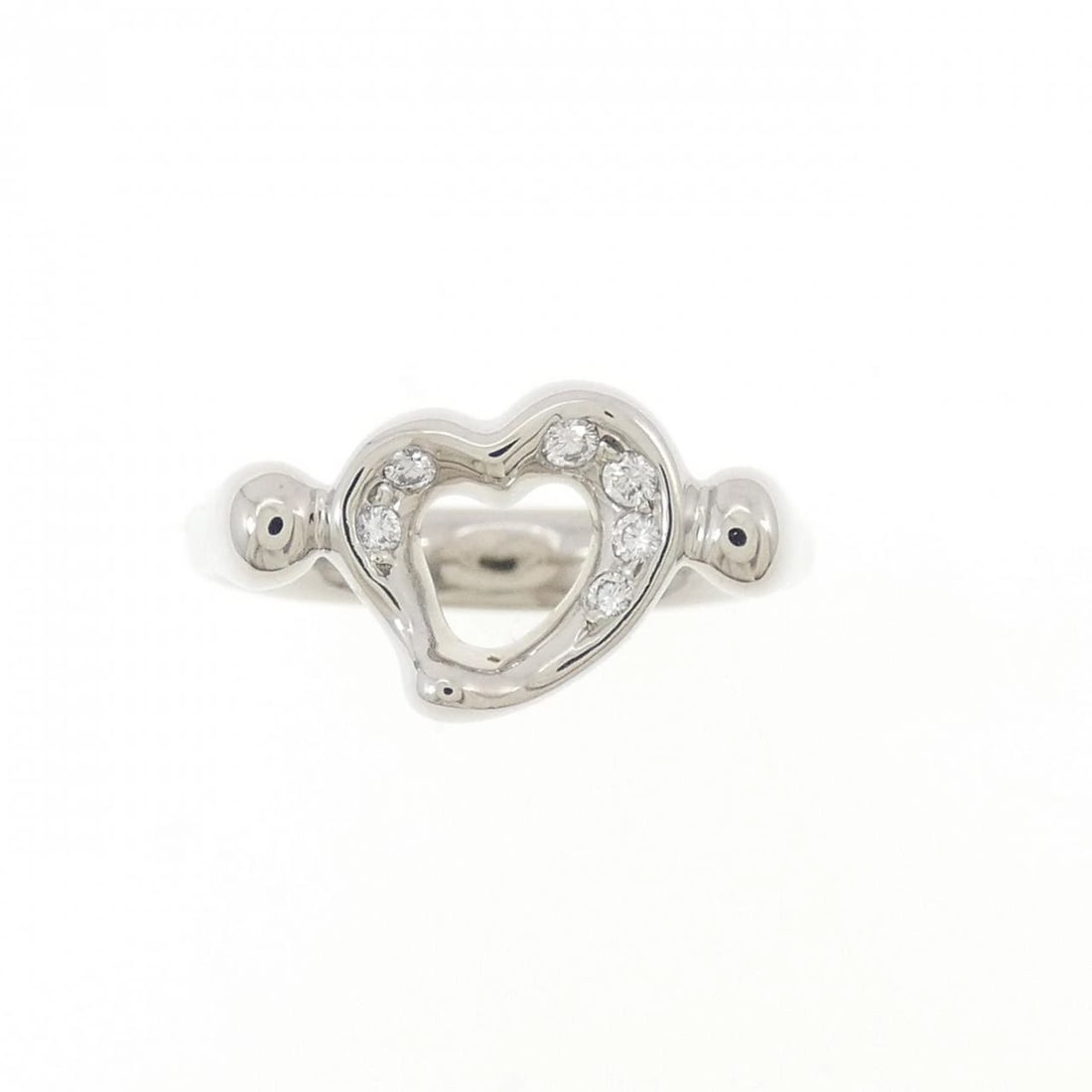 TIFFANY & CO. OPEN HEART RING: TIFFANY & Co. Open Heart Ring Brand: TIFFANY&Co. Type/Style: TIFFANY & Co. Ring Material: Platinum950, Main Stone Natural Color: Silver Size: US5 Accessories: None Accessories Notice: When