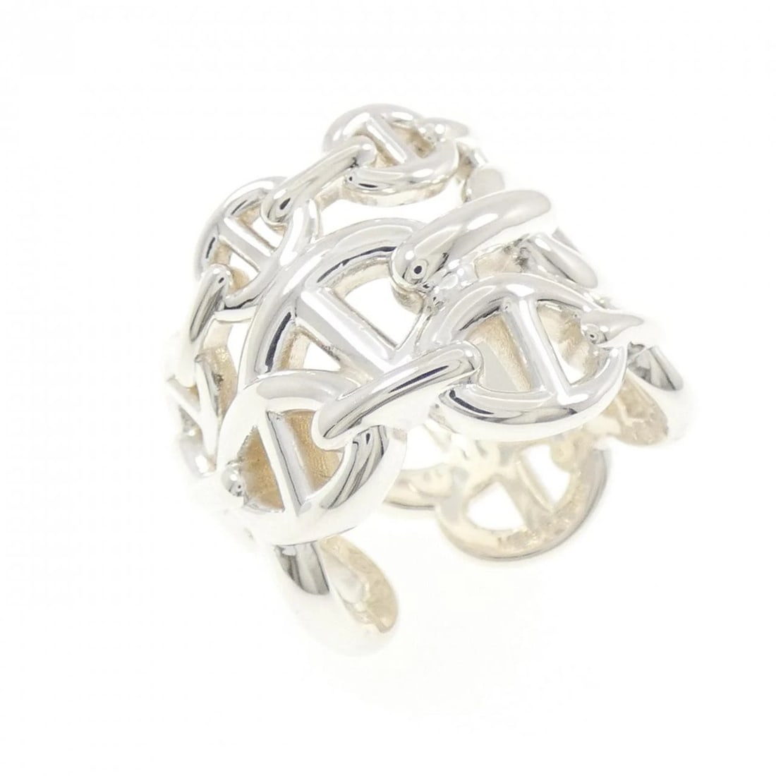 HERMES CHAINE D'ANCRE ENCHAINE RING: Hermes Chaine d'Ancre Enchaine Ring Brand: HERMES Type/Style: Hermes Ring Material: 925Silver, Color: Silver Size: US5(49) Accessories: None Accessories Notice: When purchasing pre-owned goods,