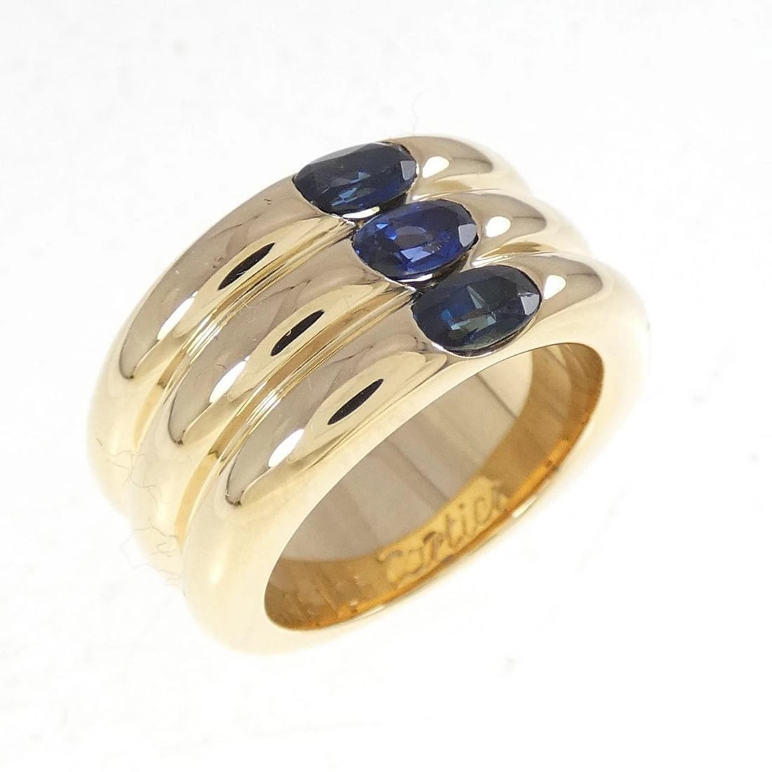 CARTIER ELLIPSE RING: Cartier Ellipse Ring Brand: CARTIER Type/Style: Cartier Ring Material: 750 yellow gold, Main Stone Sapphire Color: Yellow Gold Size: US4 1/4(47) Accessories: None Accessories Notice: When