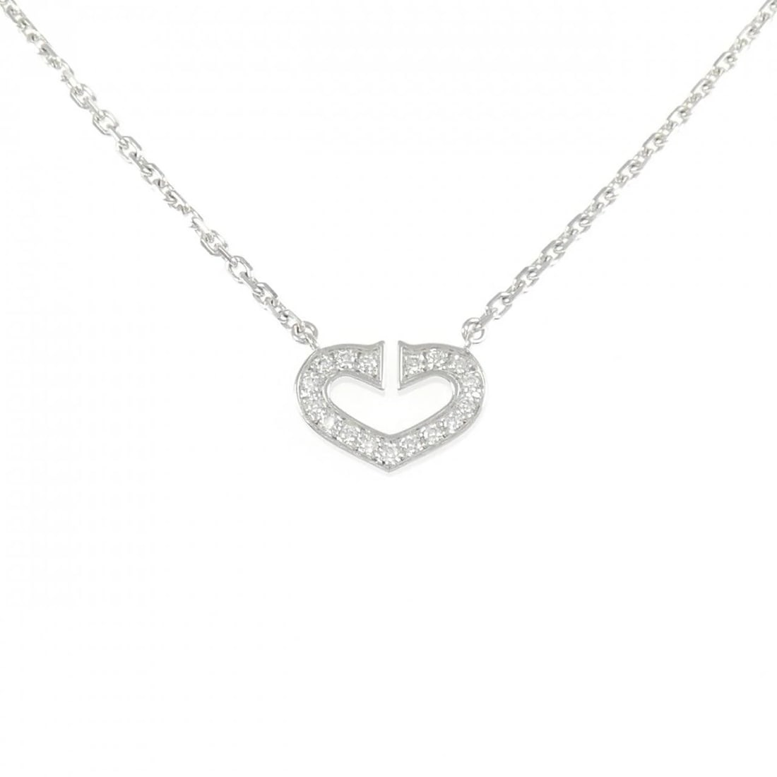 CARTIER C HEART NECKLACE: Cartier C Heart Necklace Brand: CARTIER Type/Style: Cartier Necklace Material: 750 white gold, Main Stone Natural Color: White GOLD Size: Length40cm Actual Size Pendant length approx. x width