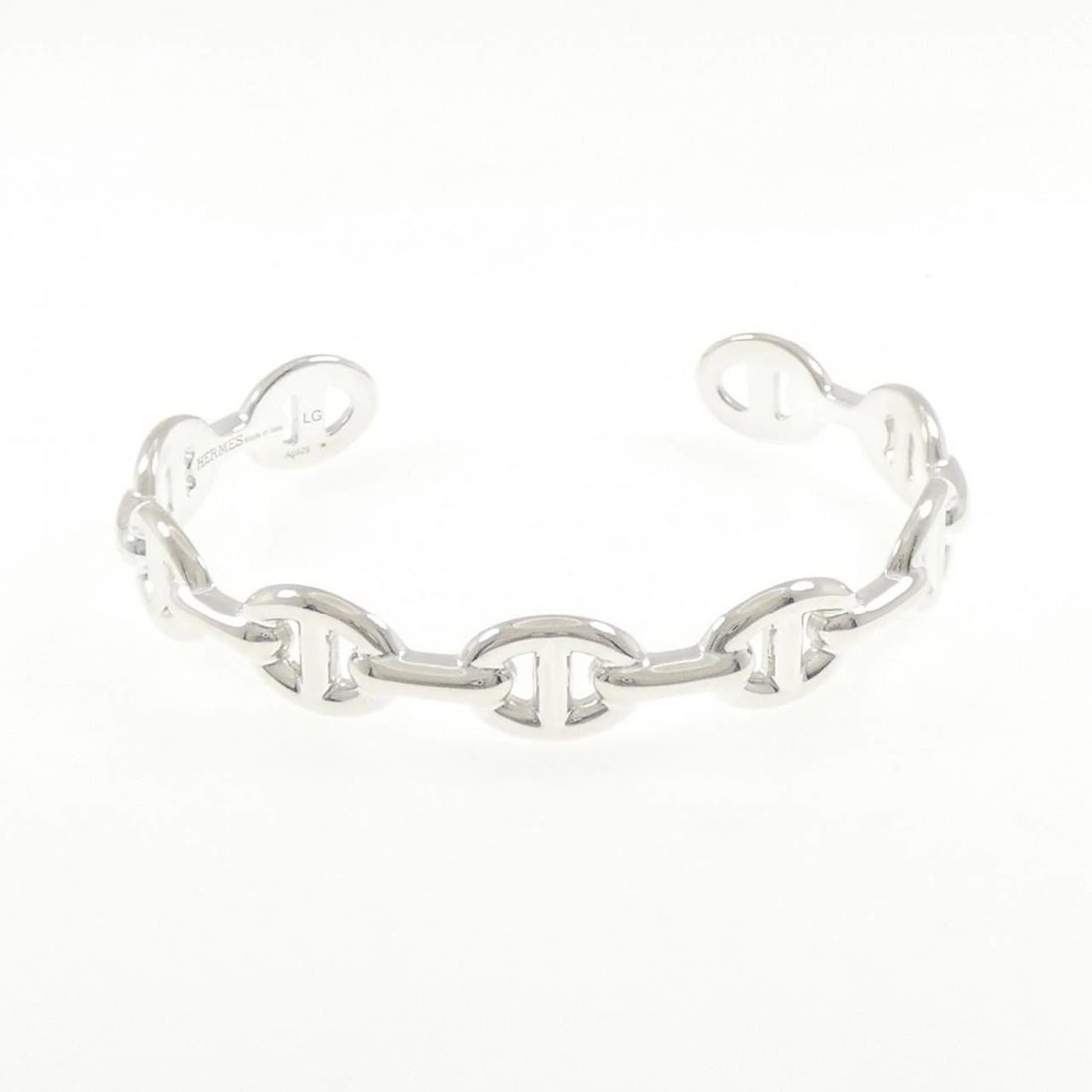 HERMES CHAINE D'ANCRE ENCHAINE BANGLE: Hermes Chaine d'Ancre Enchaine Bangle Brand: HERMES Type/Style: Hermes Bracelet Material: 925Silver, Color: Silver Size: Length17cm Actual Size Max width approx: 9.7mm Accessories: None Accessories