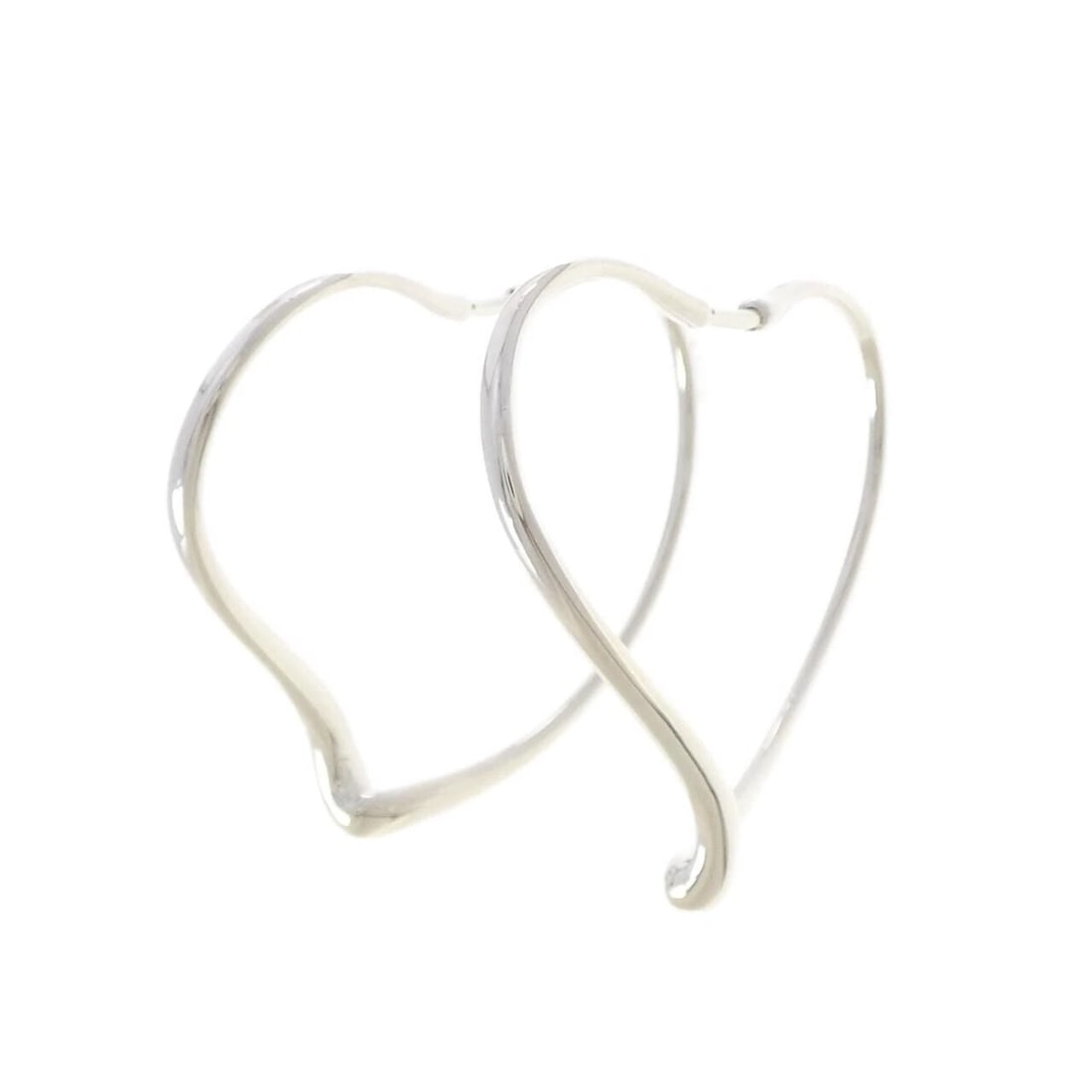 TIFFANY & CO. OPEN HEART HOOP EARRINGS: TIFFANY & Co. Open Heart Hoop Earrings Brand: TIFFANY&Co. Type/Style: TIFFANY&Co. Pierce/Earring Material: 925Silver, Color: silver Size: Actual Size Approximate dimensions (height x width): 39.7 x