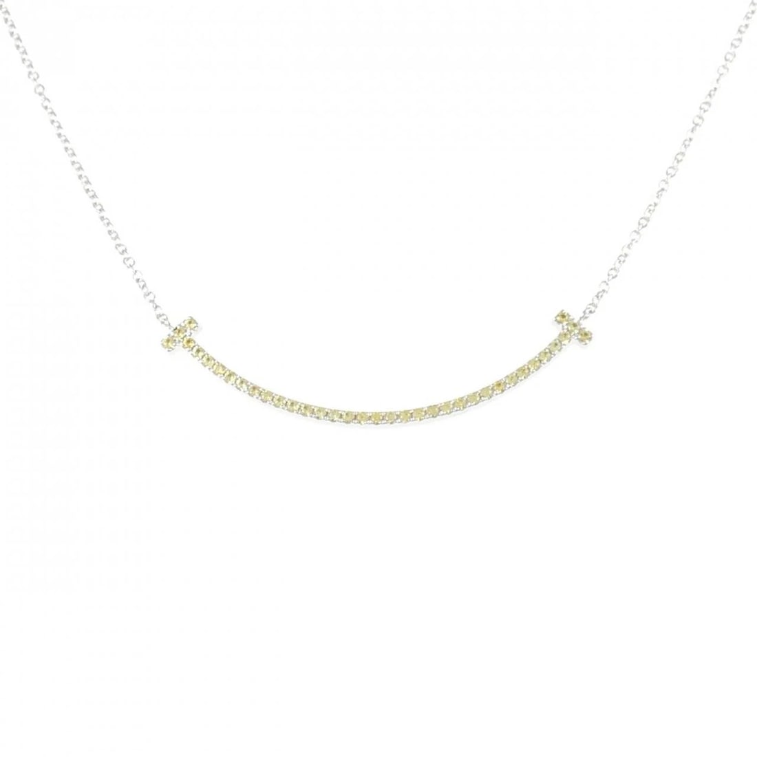 TIFFANY&CO. T SMILE SMALL NECKLACE: TIFFANY&Co. T Smile Small Necklace Brand: TIFFANY&Co. Type/Style: TIFFANY&Co. Necklace Material: 750 white gold, Main Stone Sapphire Color: WHITE GOLD Size: Length46cm Actual Size Pendant length appro