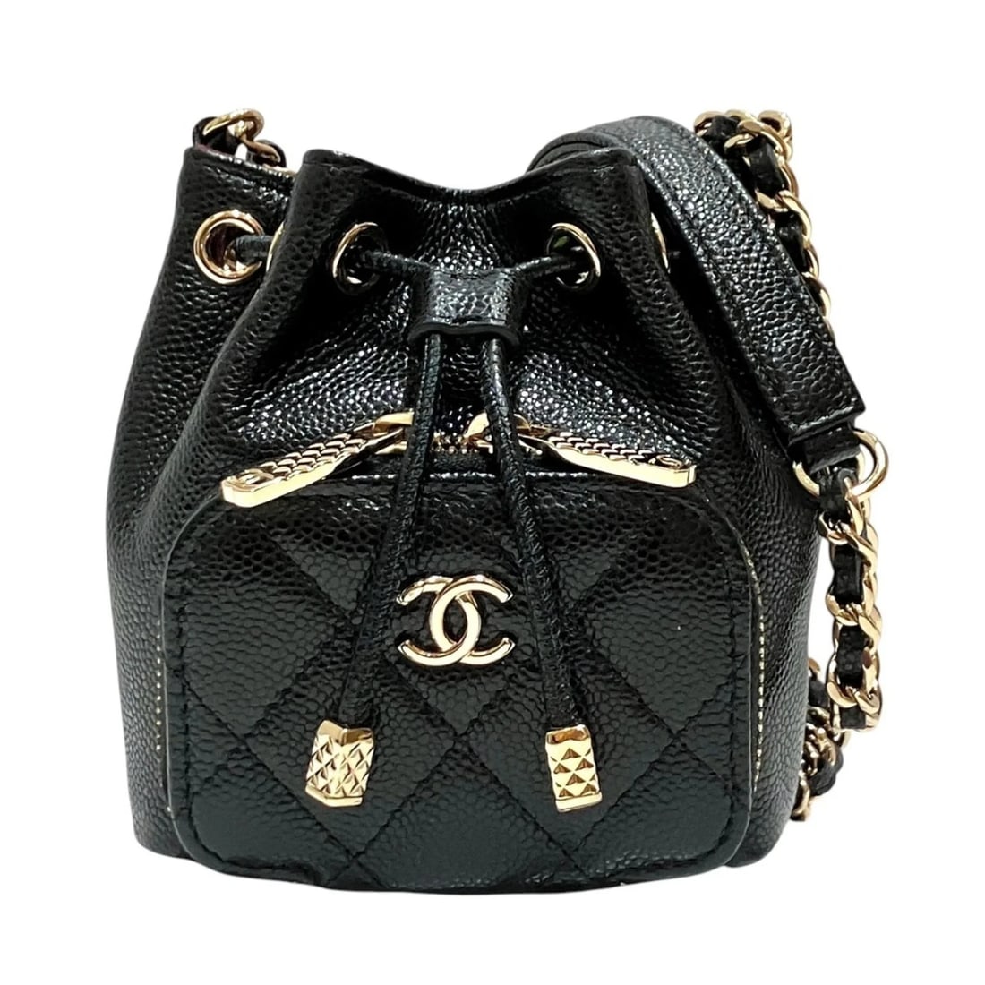 CHANEL MATELASSE CAVIARSKINLEATHER SHOULDER BAG: Chanel Matelasse CaviarSkinLeather Shoulder Bag Brand: Chanel Type/Style: Shoulder bag Material: Grained Calfskin Color: Black Size: (HxWxD) 12cm x 10cm x 4cm / 4.72inch x 3.93inch x 1.57inch