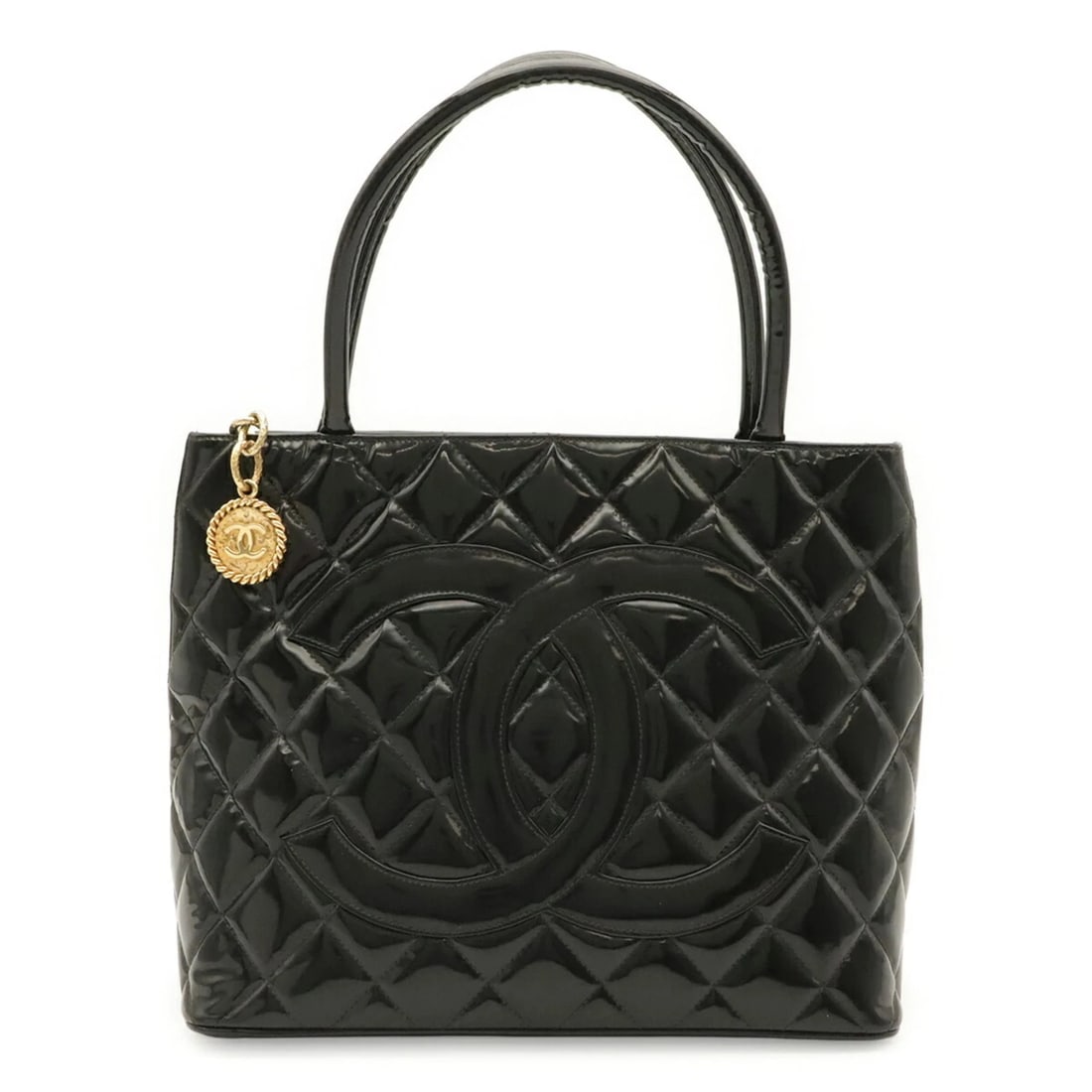 CHANEL MATELASSE COCO MARK REISSUE TOTE BAG SHOULDER: CHANEL Matelasse Coco Mark Reissue Tote Bag Shoulder Brand: Chanel Type/Style: Shoulder bag, Tote bag Material: Patent leather Color: Black Size: (HxWxD) 25cm x 30cm x 14.5cm / 9.84inch x 11.81inch x 