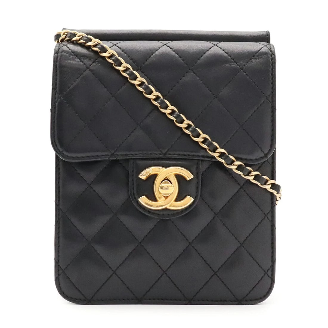 CHANEL MATELASSE COCO MARK CHAIN SHOULDER BAG: CHANEL Matelasse Coco Mark Chain Shoulder Bag Brand: Chanel Type/Style: Pochette, Shoulder bag Material: Leather Color: Black Size: (HxWxD) 18cm x 14cm x 4cm / 7.08inch x 5.51inch x 1.57inch Acces