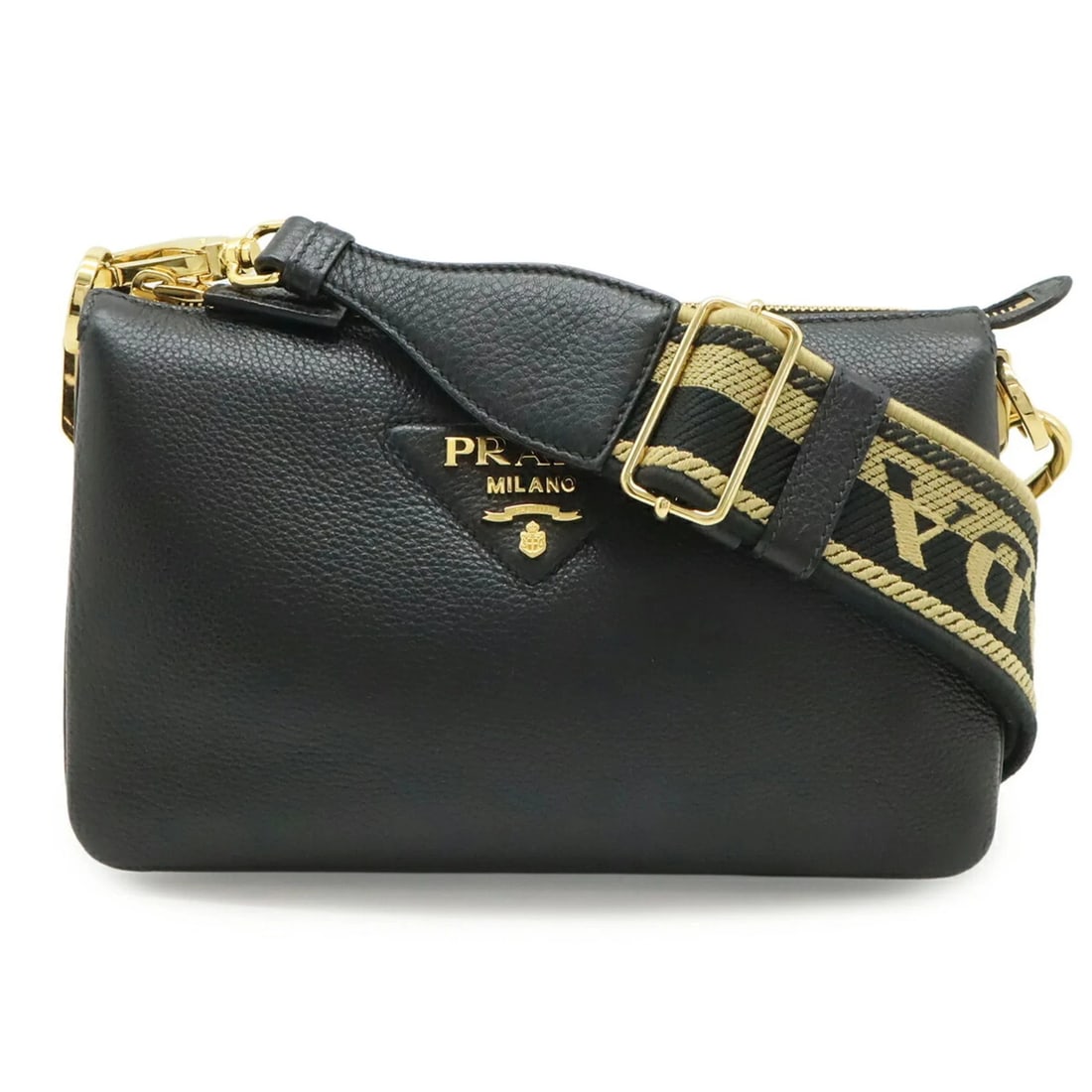 PRADA VITELLO DAINO SHOULDER BAG, STRIPED CLUTCH LEATHER: PRADA Vitello Daino Shoulder Bag, Striped Clutch Leather Brand: Prada Type/Style: Clutch bag, Shoulder bag Material: Leather Color: Black, Nero, White Size: (HxWxD) 15cm x 23.5cm x 4.5cm / 5.9inch x