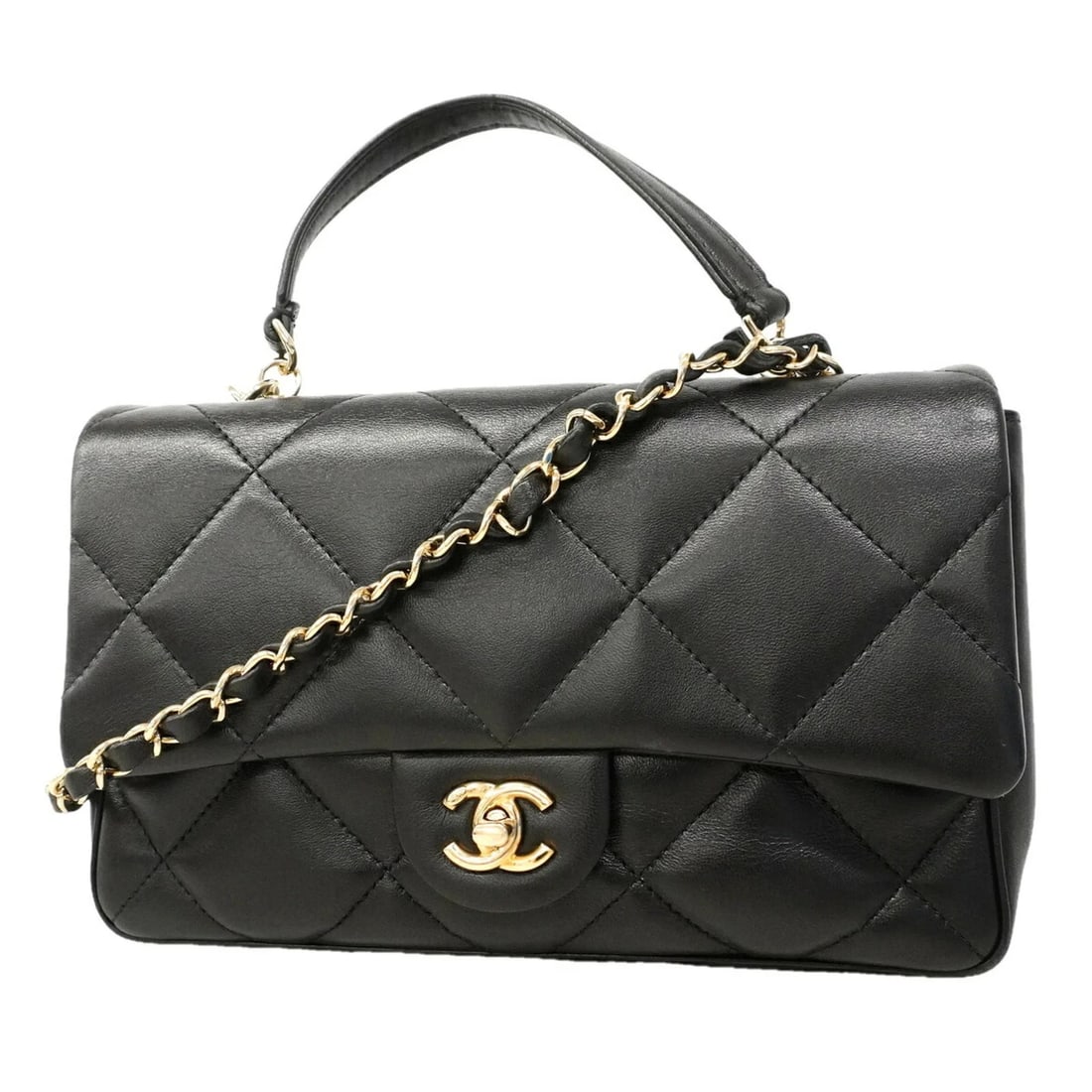 CHANEL MATELASSE CHAIN SHOULDER HANDBAG, LAMBSKIN: Chanel Matelasse Chain Shoulder Handbag, Lambskin Brand: Chanel Type/Style: Handbag Material: Leather Color: Black Size: (HxWxD) 17cm x 25.5cm x 7cm / 6.69inch x 10.03inch x 2.75inch Accessories: