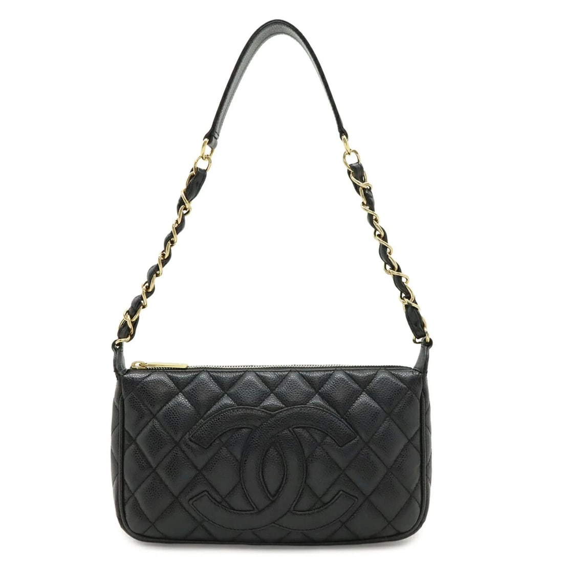 CHANEL MATELASSE COCO MARK CHAIN SHOULDER BAG: CHANEL Matelasse Coco Mark Chain Shoulder Bag Brand: Chanel Type/Style: Shoulder bag Material: Grained Calfskin Color: Black Size: (HxWxD) 14cm x 24.5cm x 4cm / 5.51inch x 9.64inch x 1.57inch