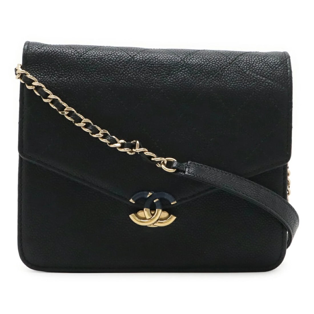 CHANEL MATELASSE WALLET CHAIN SHOULDER BAG: CHANEL Matelasse Wallet Chain Shoulder Bag Brand: Chanel Type/Style: Chain/Shoulder wallet Material: Grained Calfskin Color: Black Size: (HxWxD) 14.5cm x 17cm x 4cm / 5.7inch x 6.69inch x 1.57inch