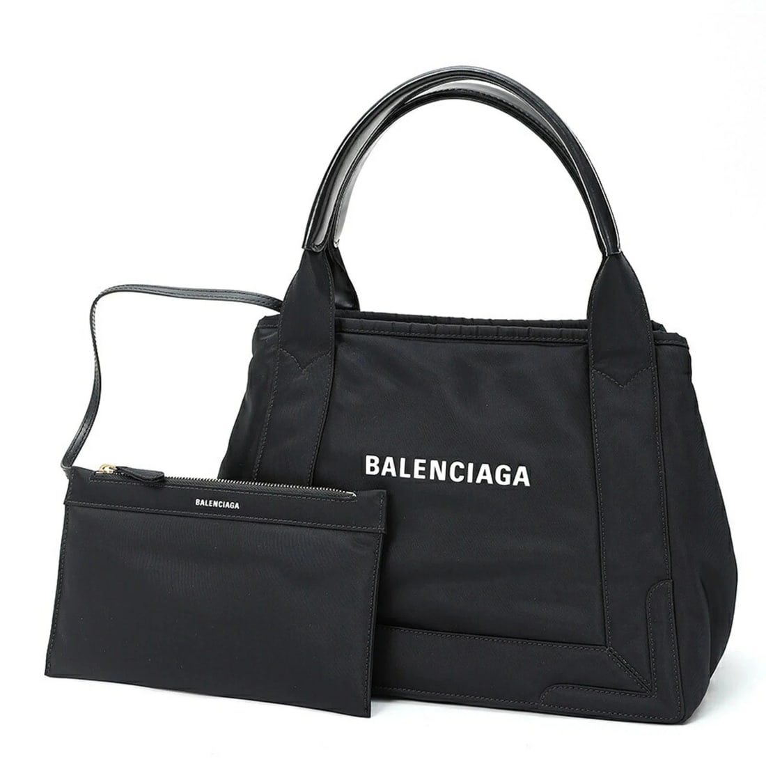 BALENCIAGA NAVY CABAS S TOTE BAG: Balenciaga Navy Cabas S Tote Bag Brand: Balenciaga Type/Style: Tote bag Material: Nylon Color: Black Size: (HxWxD) 23cm x 29cm x 17cm / 9.05inch x 11.41inch x 6.69inch Accessories: None Accessories