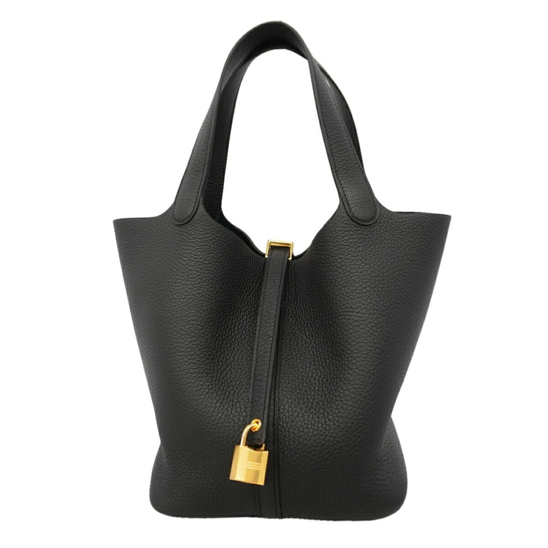 HERMES PICOTIN LOCK MM HANDBAG, TAURILLON CLEMENCE LEATHER: Hermes Picotin Lock MM handbag, Taurillon Clemence leather Brand: Hermes Type/Style: Handbag Material: Taurillon clemence leather Color: Black Size: (HxWxD) 21.5cm x 18.5cm x 23cm / 8.46inch x