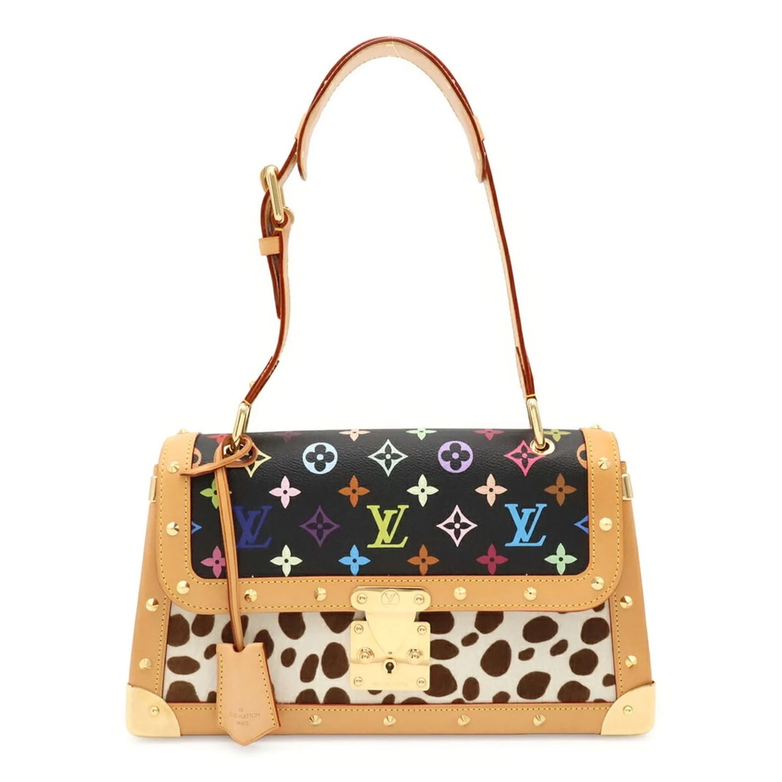 LOUIS VUITTON MONOGRAM MULTICOLOR SAC DALMATIAN: Louis Vuitton Monogram Multicolor Sac Dalmatian Brand: Louis Vuitton Type/Style: Shoulder bag Material: PVC , Leather Color: Black, Noir Size: (HxWxD) 18cm x 31.5cm x 9cm / 7.08inch x 12.4inch x