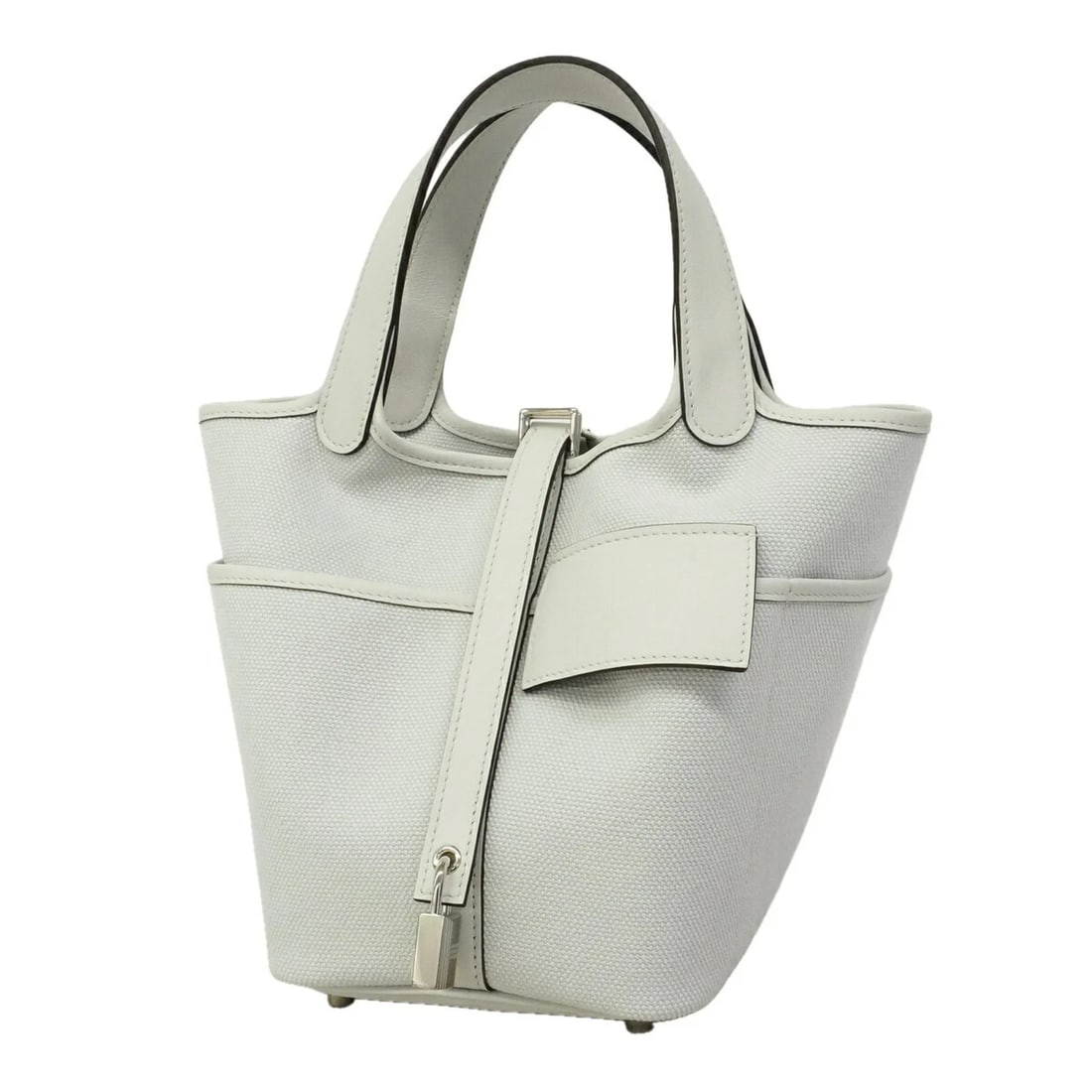HERMES PICOTIN LOCK PM CARGO SWIFT TOILEGO ELAN: Hermes Picotin Lock PM Cargo Swift Toilego Elan Brand: Hermes Type/Style: Handbag Material: Swift leather Color: Gray Size: (HxWxD) 19cm x 18cm x 13cm / 7.48inch x 7.08inch x 5.11inch Accessories: