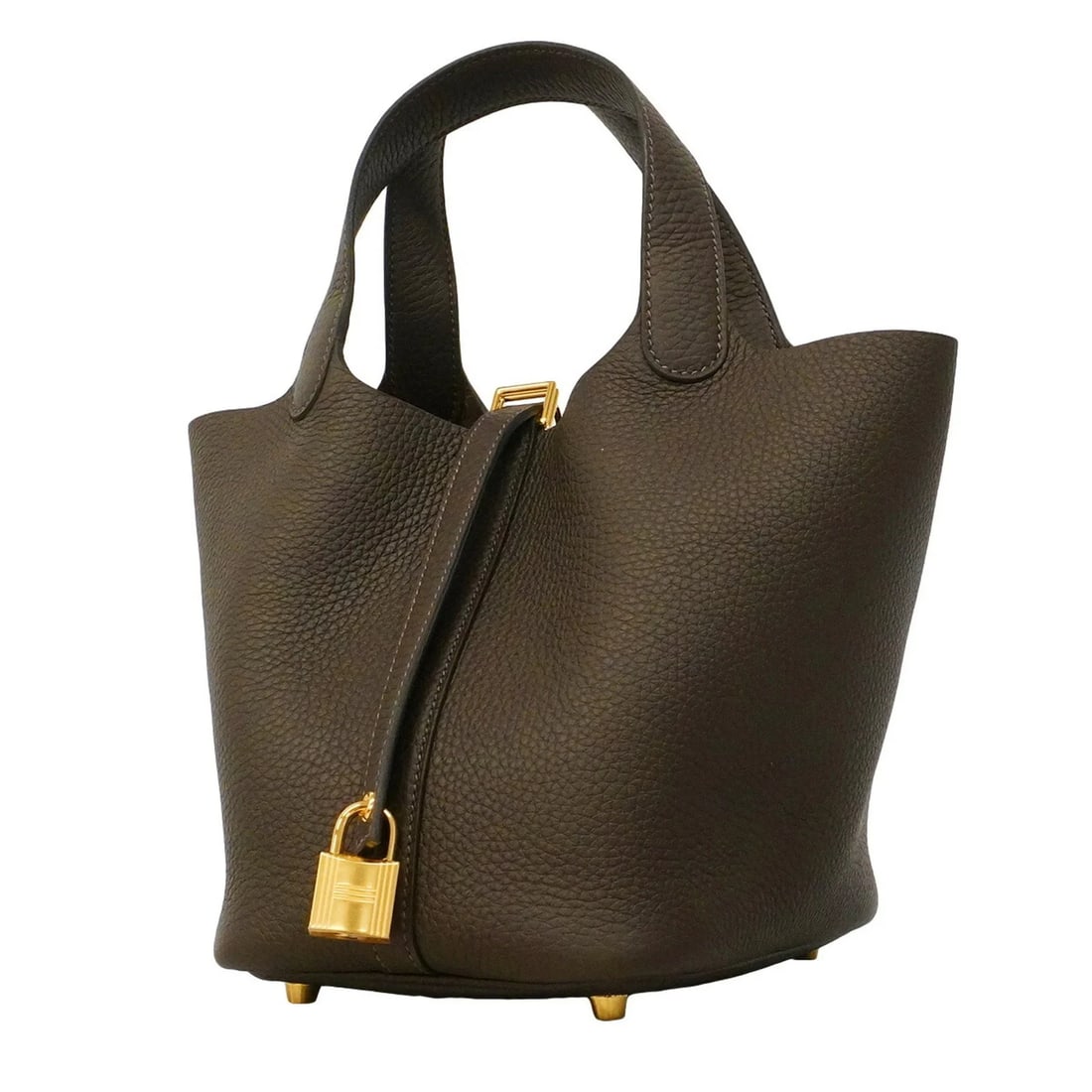 HERMES PICOTIN LOCK PM HANDBAG, TAURILLON CLEMENCE: Hermes Picotin Lock PM handbag, Taurillon Clemence Brand: Hermes Type/Style: Handbag Material: Taurillon clemence leather Color: Brown Size: (HxWxD) 19cm x 13cm x 18cm / 7.48inch x 5.11inch x