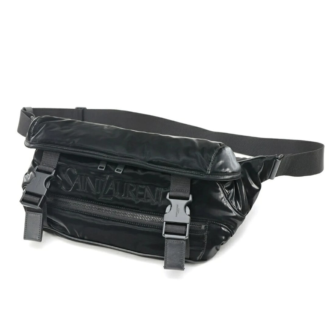 SAINT LAURENT BODY BAG NYLON, BLACK: Saint Laurent body bag nylon, black Brand: Saint Laurent Type/Style: Sling bag Material: Nylon Color: Black Size: (HxWxD) 15cm x 40cm x 12cm / 5.9inch x 15.74inch x 4.72inch Accessories: None