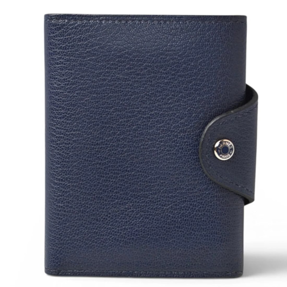 HERMES CARD CASE COIN PURSE MINI WALLET: Hermes Card Case Coin Purse Mini Wallet Brand: Hermes Type/Style: Coin purse/coin case Material: Chevre leather Color: Blue nuit Size: (HxWxD) 10.5cm x 8.5cm x 2cm / 4.13inch x 3.34inch x 0.78inch