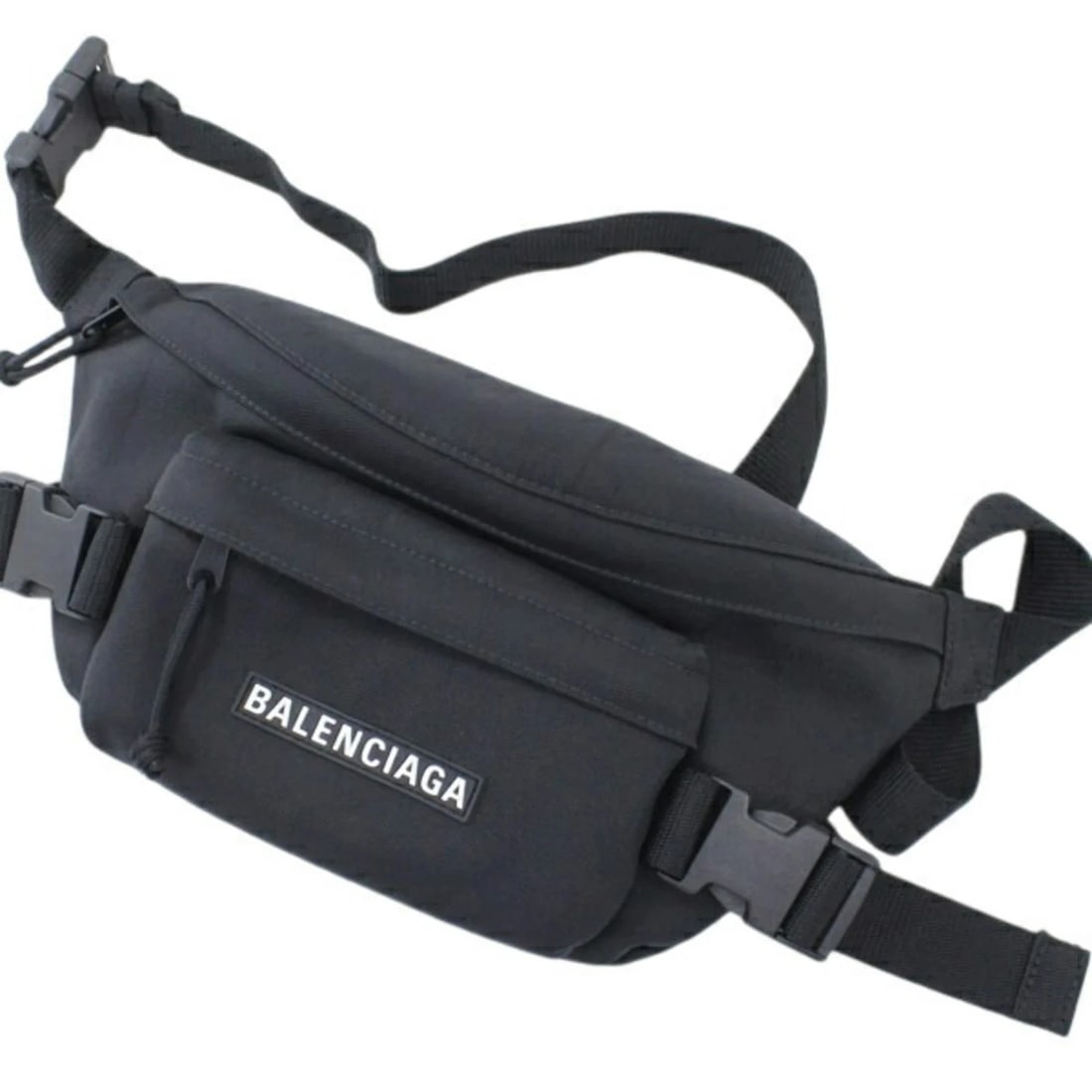BALENCIAGA BODY BAG WAIST BLACK NYLON: Balenciaga Body Bag Waist Black Nylon Brand: Balenciaga Type/Style: Fanny pack, Sling bag Material: Nylon Color: Black Size: (HxWxD) 16cm x 30cm x 8cm / 6.29inch x 11.81inch x 3.14inch Accessories: