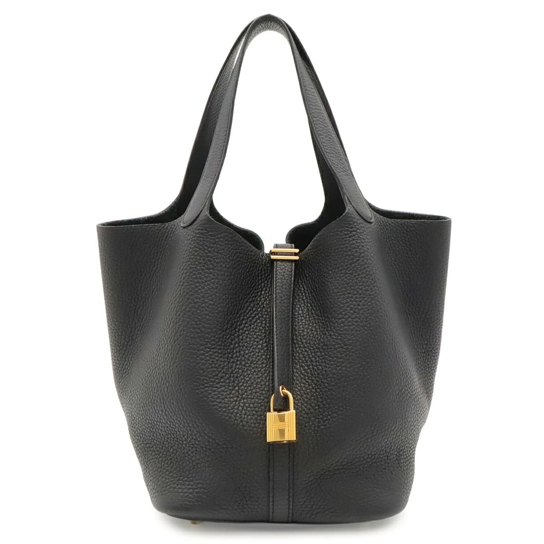 HERMES PICOTIN LOCK MM HANDBAG TOTE BAG: HERMES Picotin Lock MM Handbag Tote Bag Brand: Hermes Type/Style: Handbag, Tote bag Material: Taurillon clemence leather Color: Black Size: (HxWxD) 21.5cm x 21.5cm / 8.46inch x 8.46inch Accessories: