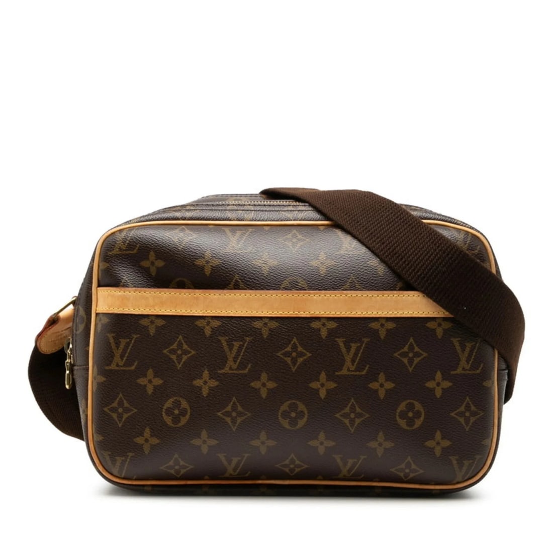 LOUIS VUITTON MONOGRAM REPORTER PM CROSSBODY SHOULDER BAG: Louis Vuitton Monogram Reporter PM Crossbody Shoulder Bag Brand: Louis Vuitton Type/Style: Shoulder bag Material: PVC , Leather Color: Brown Size: (HxWxD) 19.5cm x 27cm x 12.5cm / 7.67inch x 10.62inch