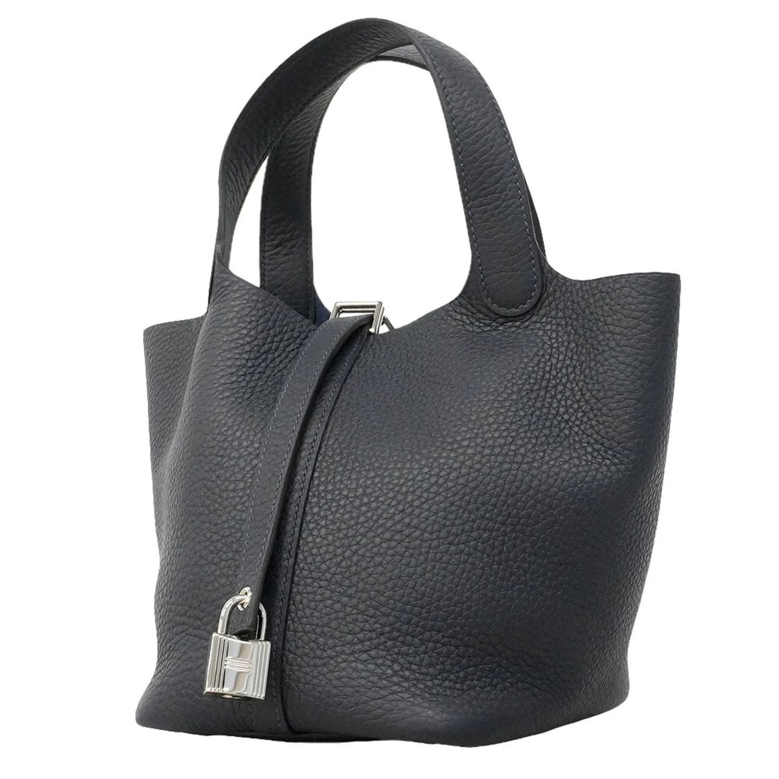 HERMES PICOTIN LOCK PM HANDBAG, TAURILLON CLEMENCE LEATHER: Hermes Picotin Lock PM handbag, Taurillon Clemence leather Brand: Hermes Type/Style: Handbag Material: Taurillon clemence leather Color: Navy Size: (HxWxD) 19cm x 14cm x 19cm / 7.48inch x 5.51inch x