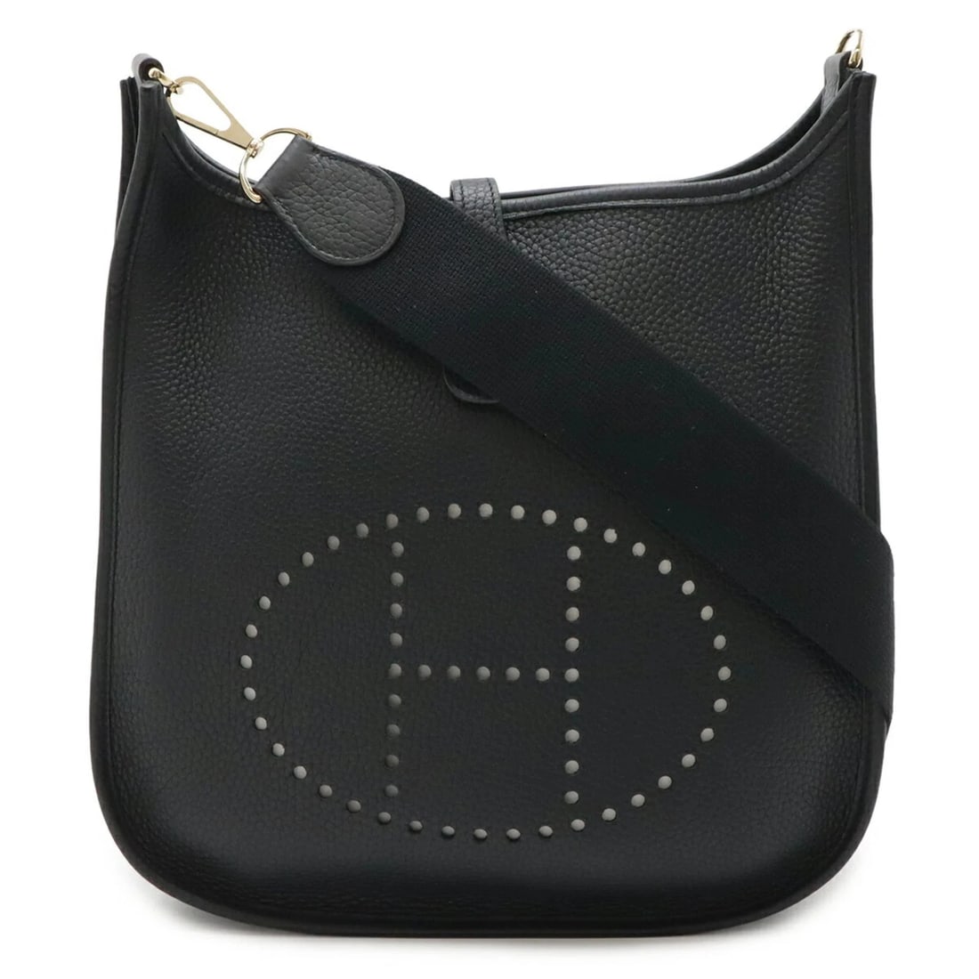 HERMES EVELYNE SHOULDER BAG, TAURILLON CLEMENCE LEATHER: HERMES Evelyne Shoulder Bag, Taurillon Clemence Leather Brand: Hermes Type/Style: Shoulder bag Material: Taurillon clemence leather Color: Black Size: (HxWxD) 27.5cm x 28.5cm x 8cm / 10.82inch x 11.22