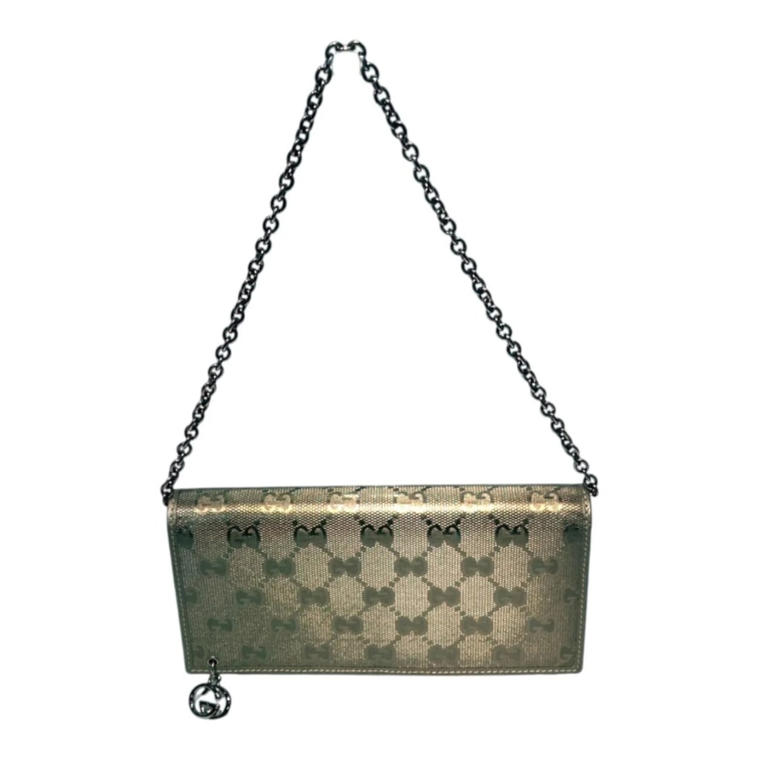 GUCCI WALLET CHAIN BI-FOLD GUCCISSIMA LEATHER: Gucci Wallet Chain Bi-fold Guccissima Leather Brand: Gucci Type/Style: Chain/Shoulder wallet Material: GG Imprime , PVC , Leather Color: Gold Size: (HxWxD) 9.5cm x 19cm x 3cm / 3.74inch x 7.48inch x 1