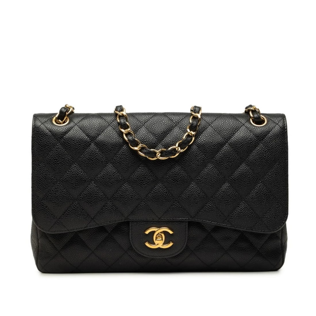 CHANEL COCO MARK MATELASSE DOUBLE FLAP CHAIN SHOULDER BAG: Chanel Coco Mark Matelasse Double Flap Chain Shoulder Bag Brand: Chanel Type/Style: Shoulder bag Material: Grained Calfskin Color: Black Size: (HxWxD) 20cm x 30cm x 9cm / 7.87inch x 11.81inch x