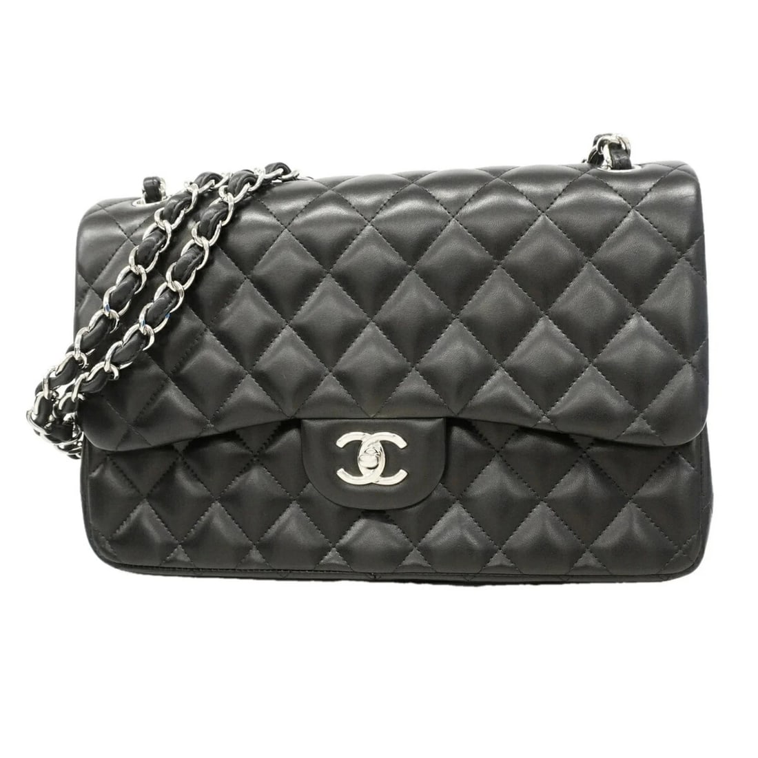 CHANEL SHOULDER BAG, LARGE CHAIN, LAMBSKIN (1 of 3)