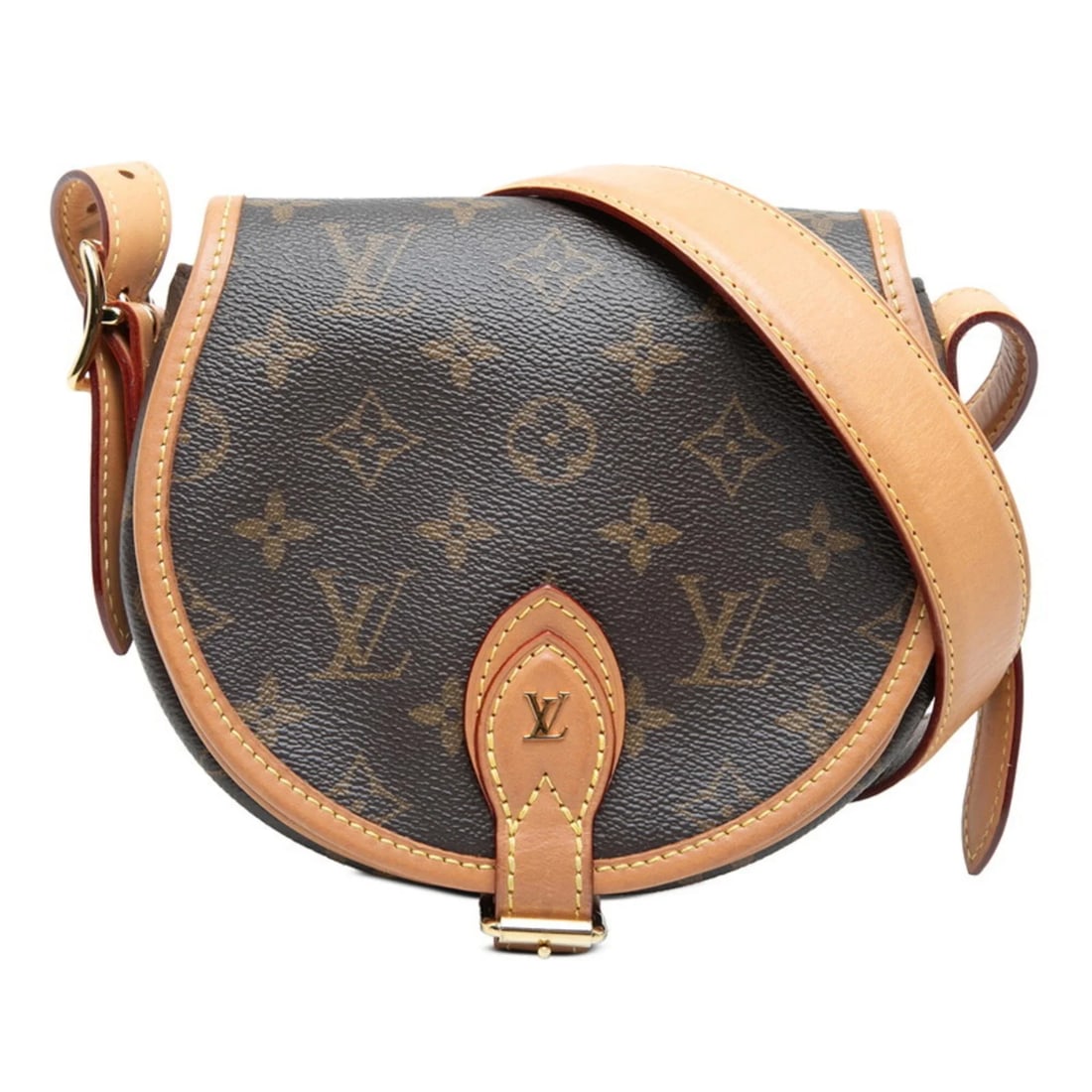 LOUIS VUITTON MONOGRAM TAMBOURIN CROSSBODY SHOULDER BAG: Louis Vuitton Monogram Tambourin Crossbody Shoulder Bag Brand: Louis Vuitton Type/Style: Shoulder bag Material: PVC , Leather Color: Brown Size: (HxWxD) 15cm x 18.5cm x 9cm / 5.9inch x 7.28inch x 3.54