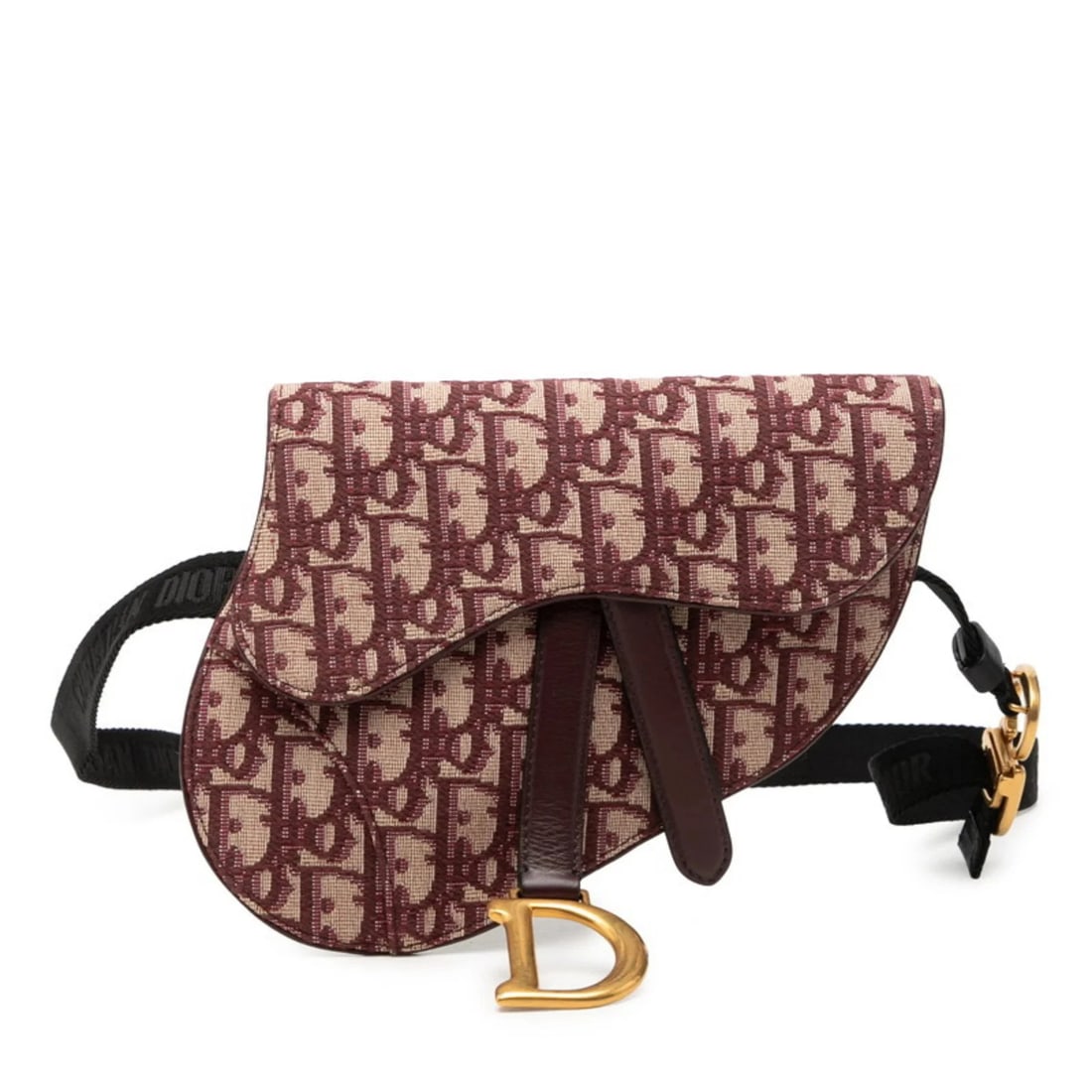 CHRISTIAN DIOR DIOR OBLIQUE TROTTER SADDLE BODY BAG: Christian Dior Dior Oblique Trotter Saddle Body Bag Brand: Christian Dior Type/Style: Sling bag Material: Canvas , Leather Color: Beige, Wine Size: (HxWxD) 16.5cm x 19cm x 5.00mm / 6.49inch x