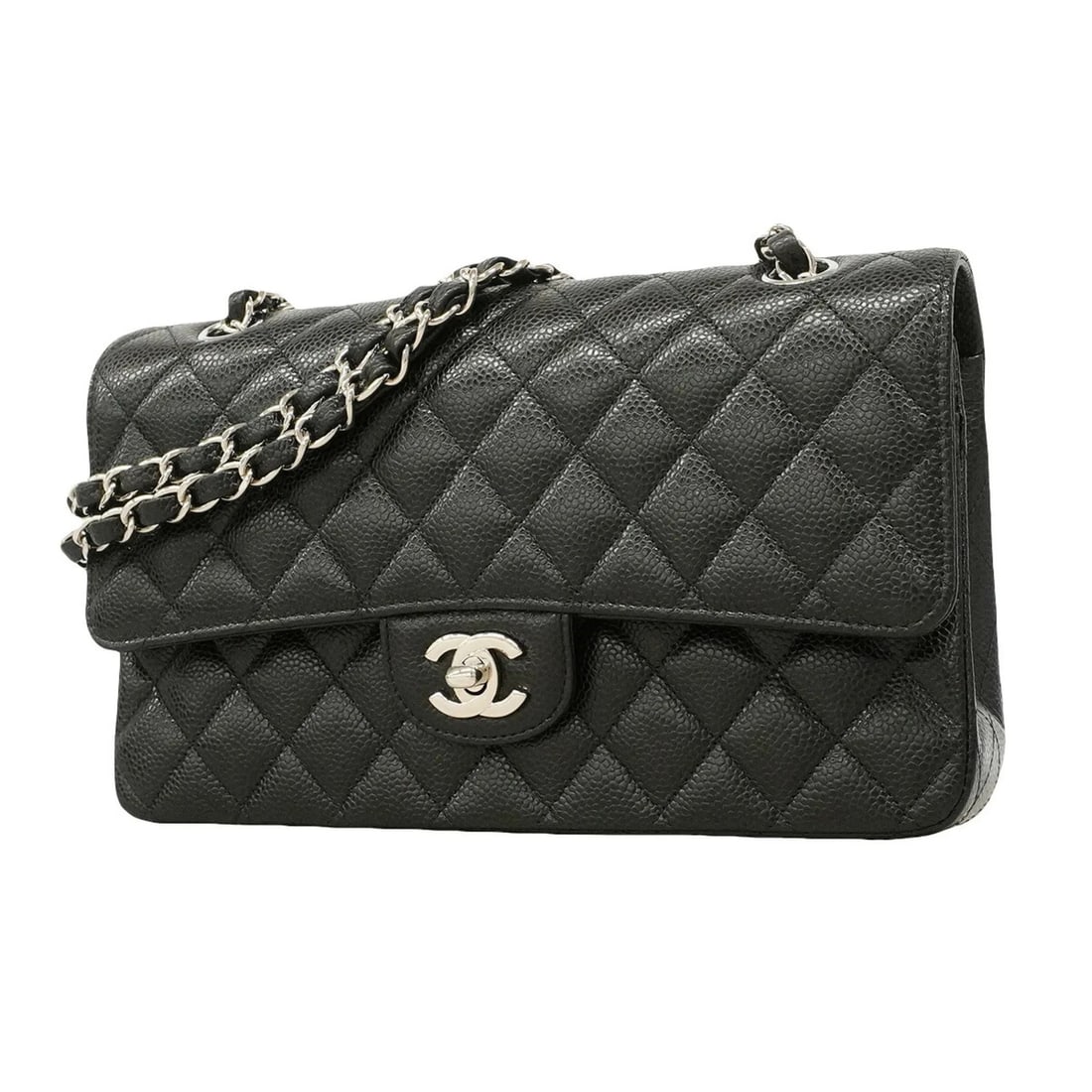 CHANEL MATELASSE SHOULDER BAG, DOUBLE FLAP, CHAIN: Chanel Matelasse Shoulder Bag, Double Flap, Chain Brand: Chanel Type/Style: Shoulder bag Material: Grained Calfskin Color: Black Size: (HxWxD) 17cm x 25.5cm x 6.5cm / 6.69inch x 10.03inch x 2.55inch