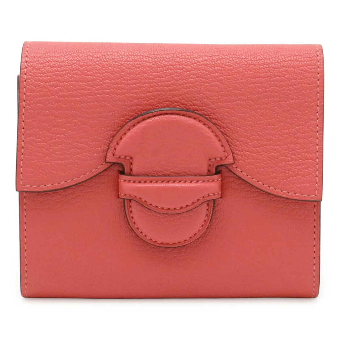 HERMES PORTFOLIO BI-FOLD WALLET, COMPACT CHEVRE LEATHER: HERMES Portfolio Bi-fold Wallet, Compact Chevre Leather Brand: Hermes Type/Style: Wallet (bi-fold) Material: Chevre leather Color: Rose azalee Size: (HxWxD) 10.5cm x 12cm / 4.13inch x 4.72inch