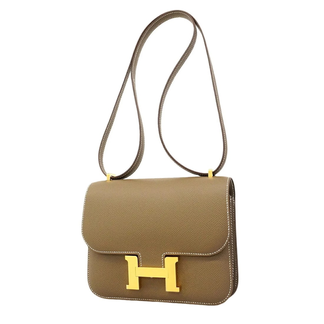 HERMES CONSTANCE MINI SHOULDER BAG, VEAU EPSOM LEATHER: Hermes Constance Mini Shoulder Bag, Veau Epsom Leather Brand: Hermes Type/Style: Shoulder bag Material: Leather Color: Etoupe gray Size: (HxWxD) 15.5cm x 18.5cm x 5cm / 6.1inch x 7.28inch x 1.96inch