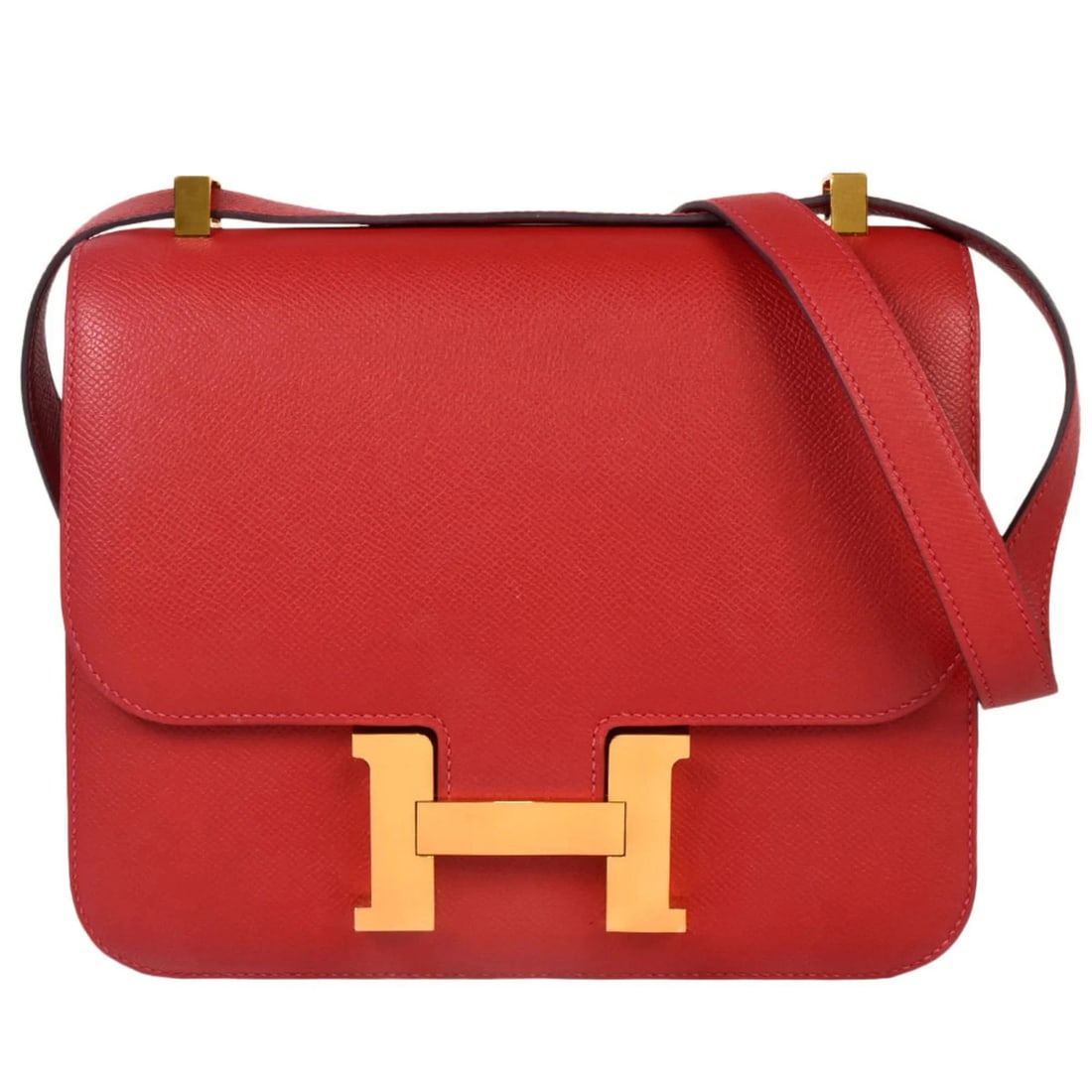 HERMES CONSTANCE ROUGE CAZAC VAUX EPSON A STAMP: HERMES Constance Rouge Cazac Vaux Epson A stamp Brand: Hermes Type/Style: Shoulder bag Material: Leather Color: Red color Size: (HxWxD) 20cm x 23cm x 5.5cm / 7.87inch x 9.05inch x 2.16inch Accesso