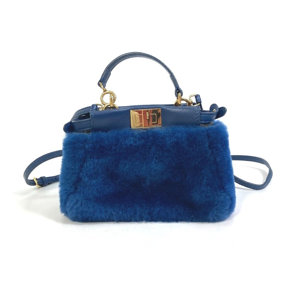FENDI CROSSBODY MICRO 2WAY BAG SHOULDER BAG HAND BAG: FENDI Crossbody Micro 2WAY bag Shoulder Bag Hand Bag Brand: FENDI Type/Style: Hand Bag Material: Faux fur / Leather Color: blue Size: W6.5xH4.3xD2.4inch / W16.5cmxH11cmxD6cm Accessories: None