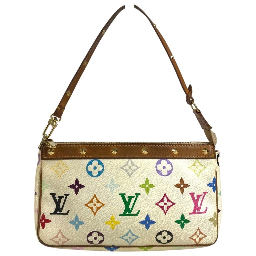 LOUIS VUITTON MONOGRAMMULTICOLORE POCHETTEACCESSOIRES: LOUIS VUITTON MonogramMulticolore PochetteAccessoires Brand: LOUIS VUITTON Type/Style: Shoulder Bag Material: MonogramMulticoloreCanvas Color: Blanc / White Size: W7.7xH4.9xD1.2inch / W19.5cmxH12.5cmx