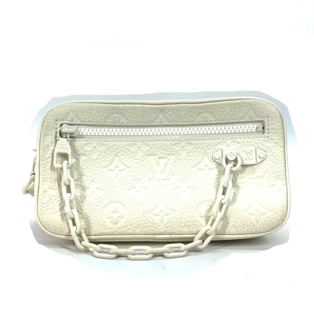 LOUIS VUITTON MONOGRAMEMPREINTE POCHETTE-VOLGA CLUTCH BAG: LOUIS VUITTON MonogramEmpreinte Pochette-Volga Clutch Bag Brand: LOUIS VUITTON Type/Style: Clutch bag Material: MonogramEmpreinteLeather Color: White Size: W8.3xH4.5xD1.6inch / W21cmxH11.5cmxD4cm