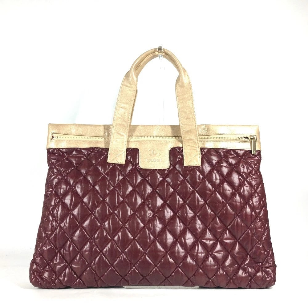 CHANEL BICOLOR MARK QUILTED SHOULDER BAG TOTE BAG SHOULDER BAG: CHANEL Bicolor Mark Quilted Shoulder bag Tote Bag Shoulder Bag Brand: CHANEL Type/Style: Shoulder Bag Material: Nylon / Leather Color: wine-redxBeige Size: W19.5xH13.8xD2.0inch / W49.5cmxH35cmxD5cm